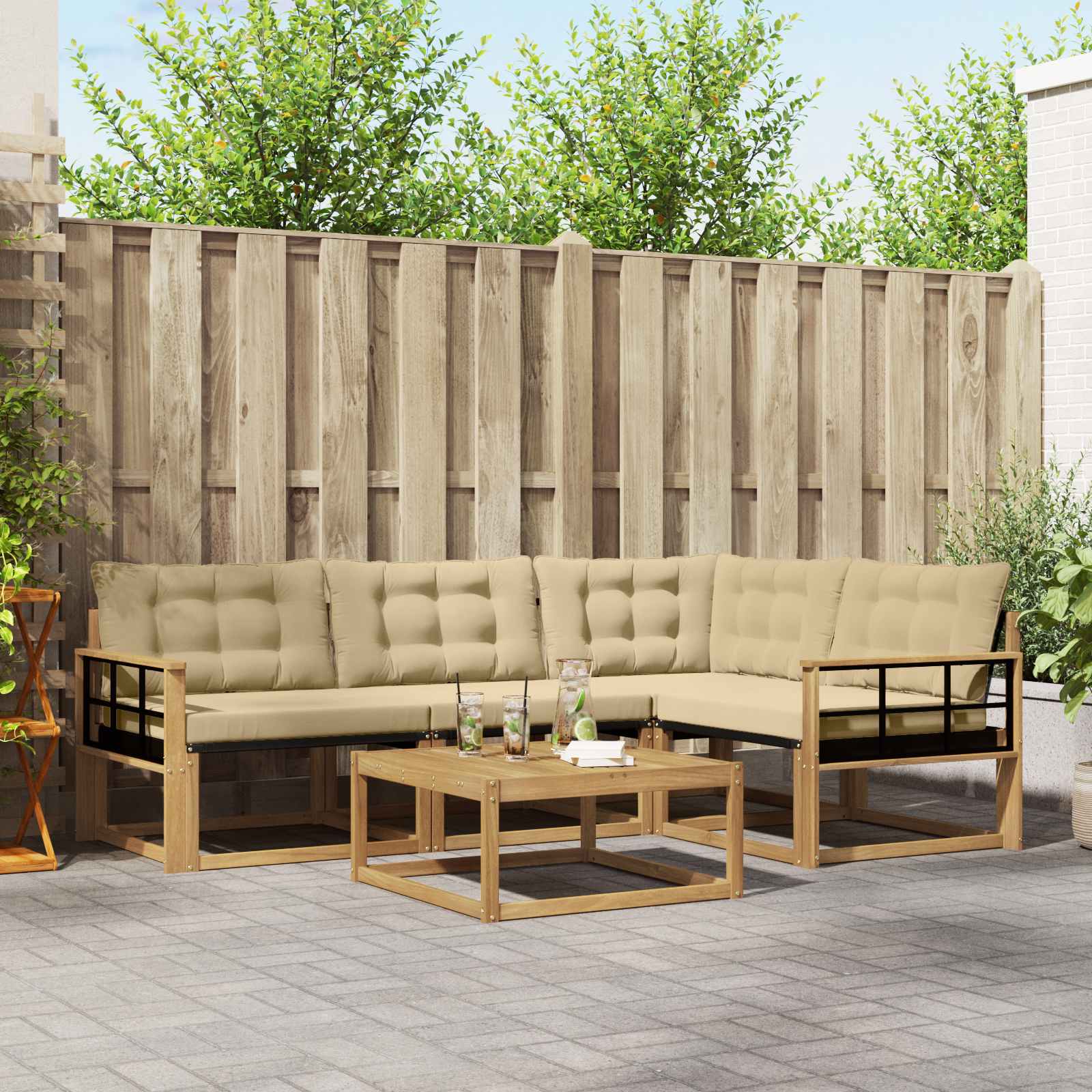 Buiten bankenset 5 pcs Wit en Beige 79 x 79 x 37 cm – afbeelding 1
