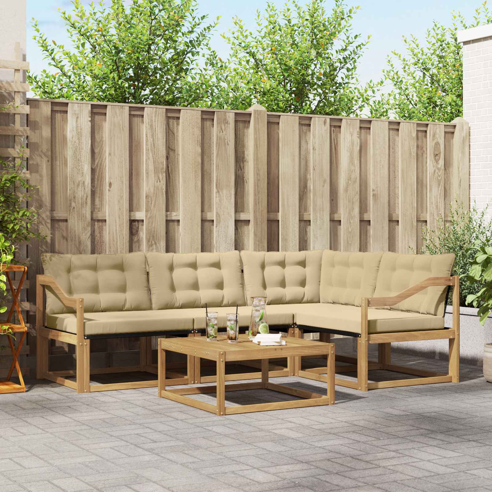 Buiten bankenset 5 pcs Wit en Beige 79 x 79 x 37 cm – afbeelding 1
