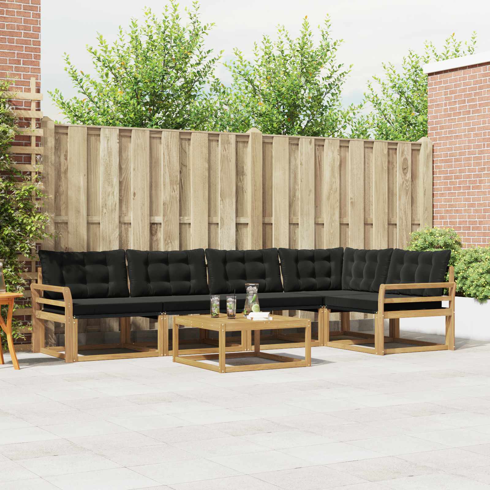 Buiten bankenset 6 pcs Wit en zwart 79 x 79 x 37 cm – afbeelding 1