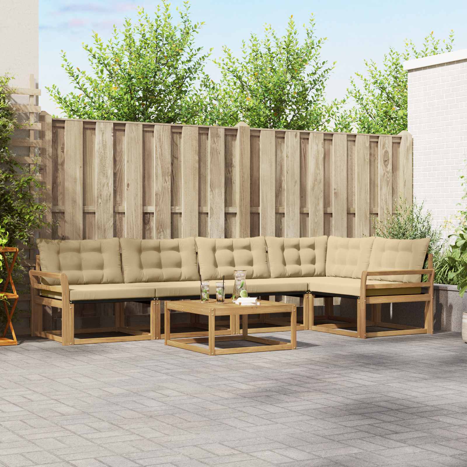 Buiten bankenset 6 pcs Wit en Beige 79 x 79 x 37 cm – afbeelding 1