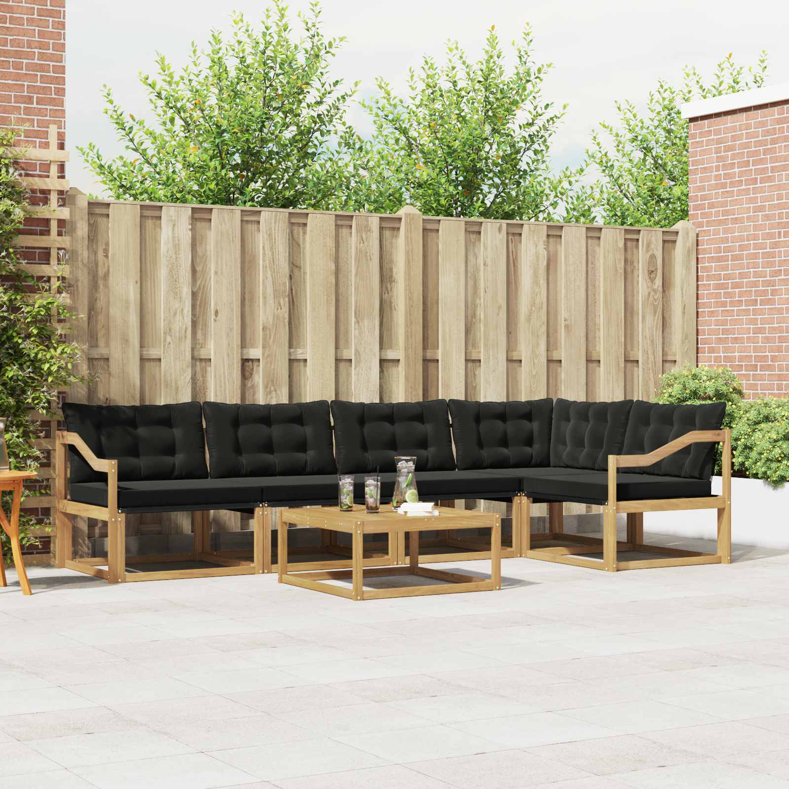 Buiten bankenset 6 pcs Wit en zwart 79 x 79 x 37 cm