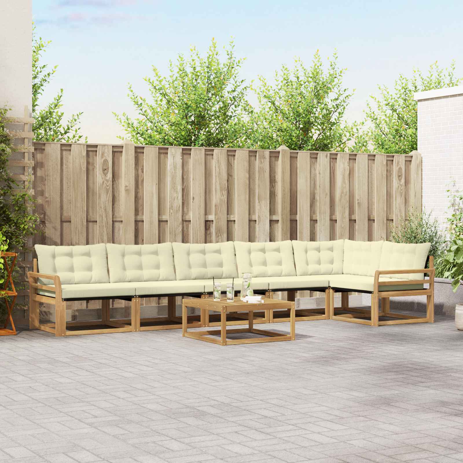 Buiten bankenset 7 pcs Wit en crèmekleurig 79 x 79 x 37 cm