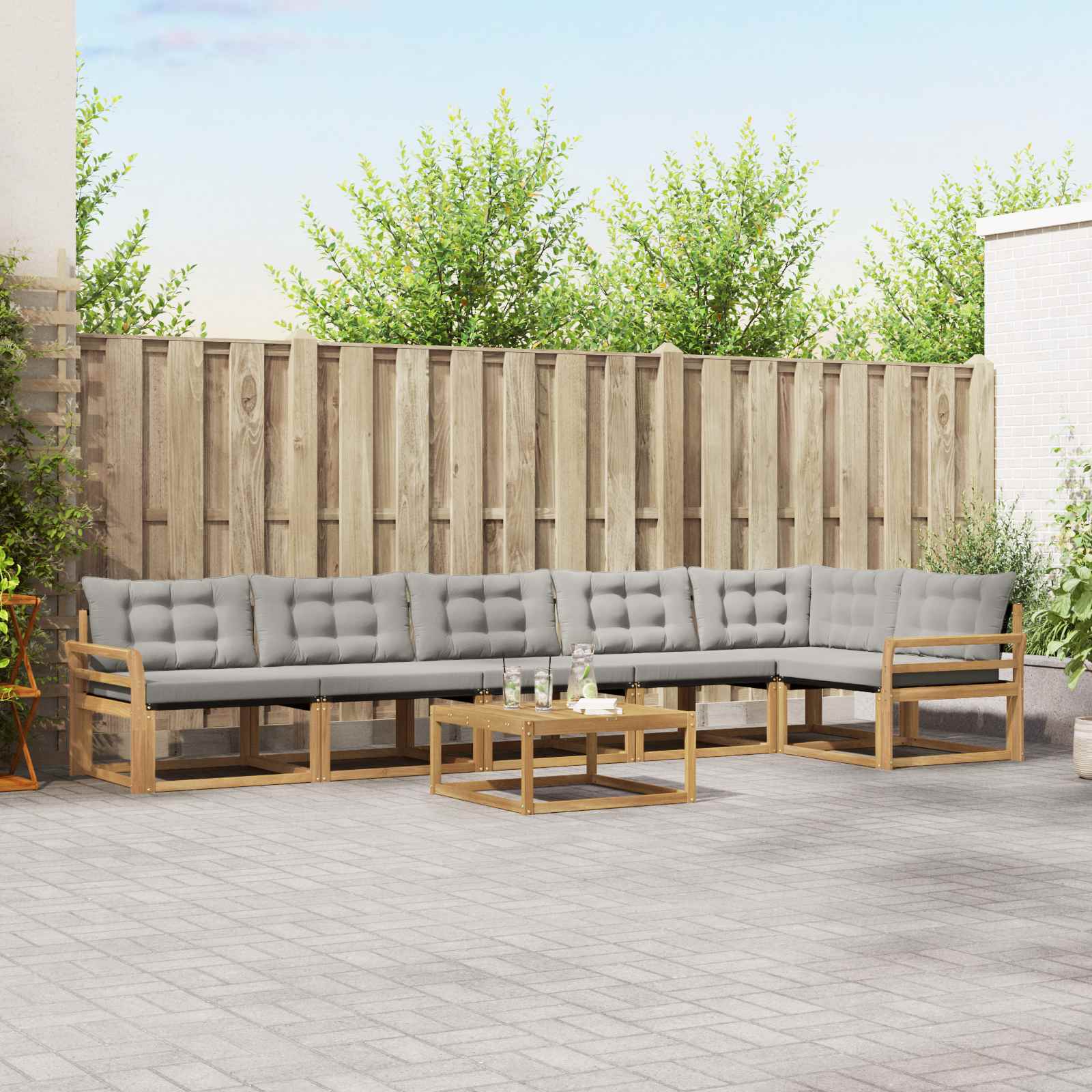 Buiten bankenset 7 pcs Wit en Lichtgrijs 79 x 79 x 37 cm