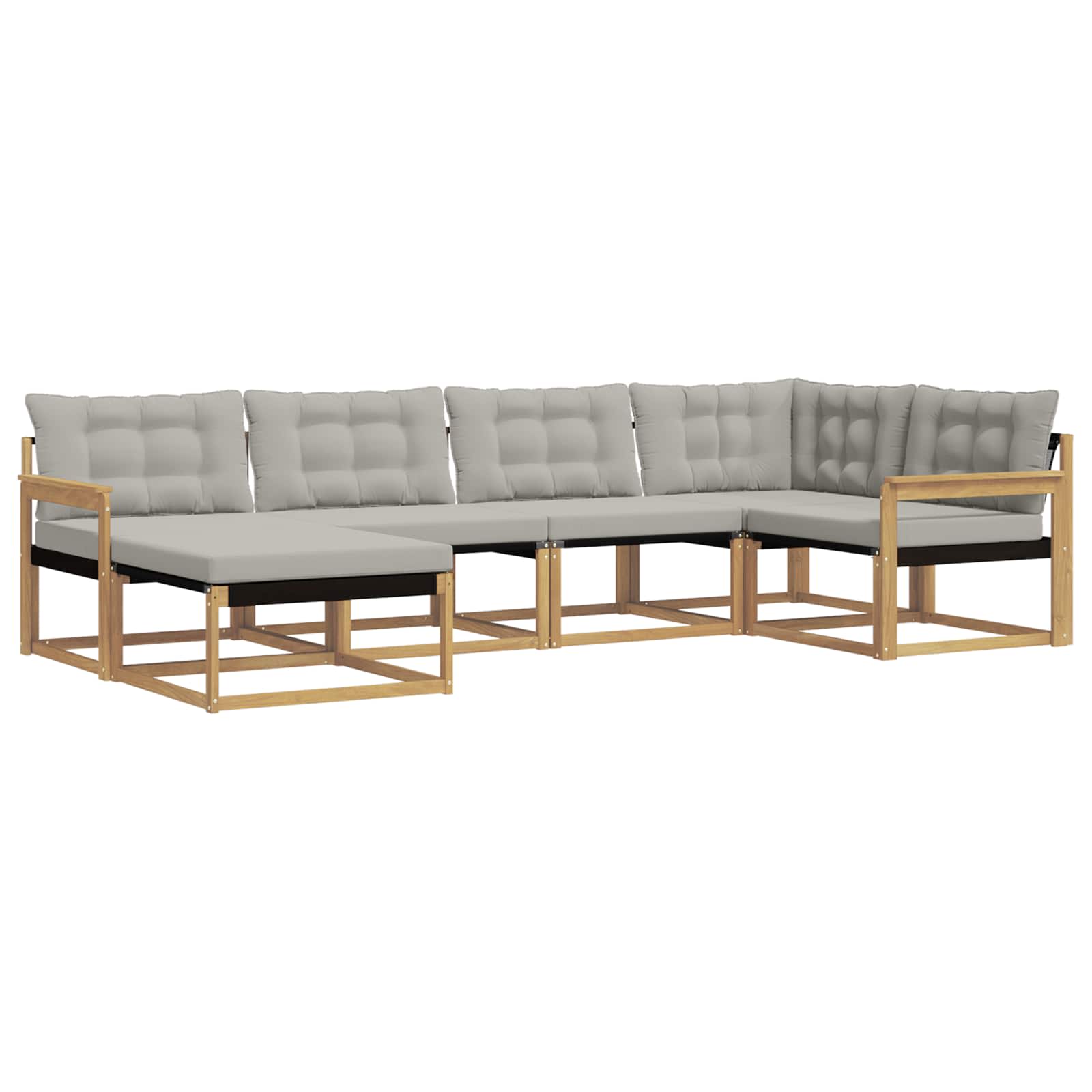 Buiten bankenset 6 pcs Wit en Lichtgrijs 327 x 168,5 x 73 cm – afbeelding 2