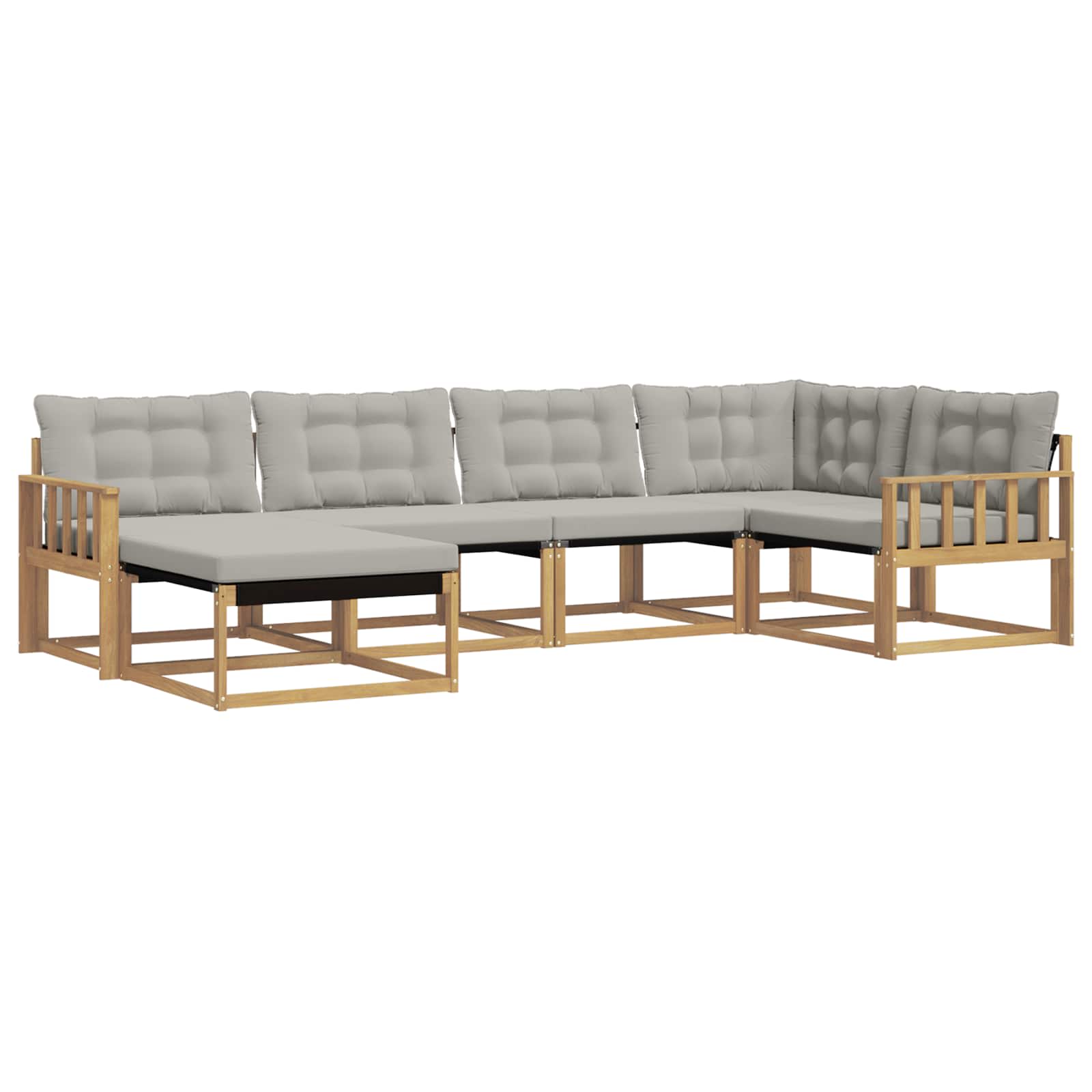 Buiten bankenset 6 pcs Wit en Lichtgrijs 327 x 168,5 x 73 cm – afbeelding 2