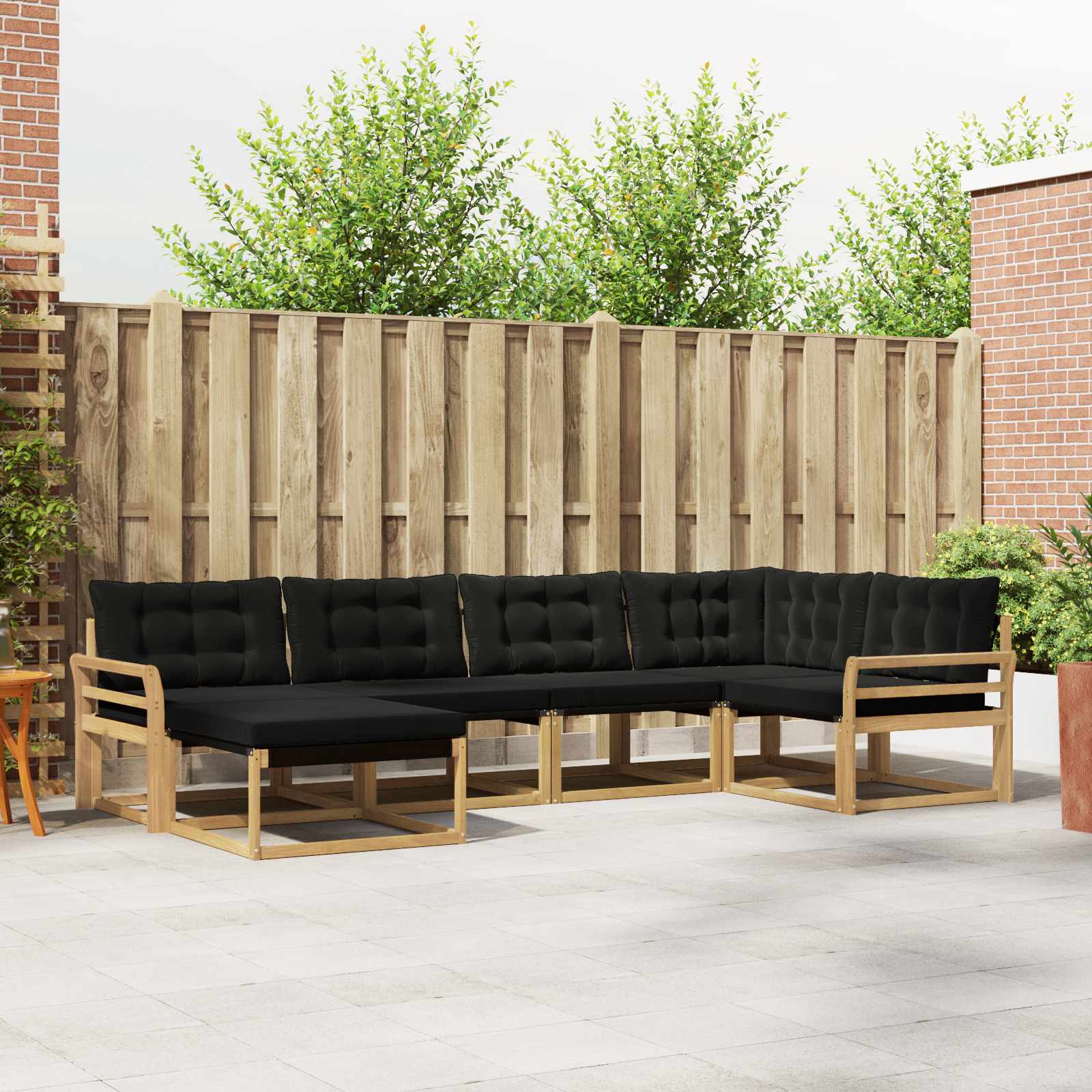 Buiten bankenset met kussen 6 pcs Wit en zwart – afbeelding 1