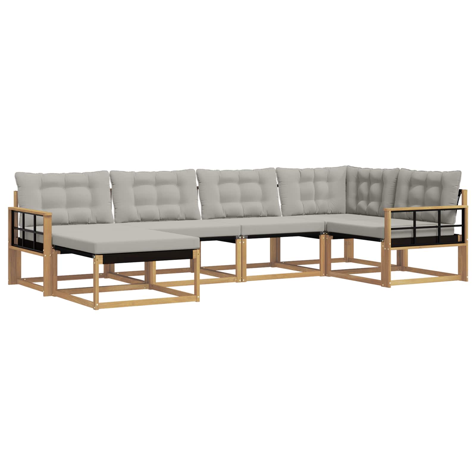 Buiten bankenset 6 pcs Wit en Lichtgrijs 327 x 168,5 x 73 cm – afbeelding 2