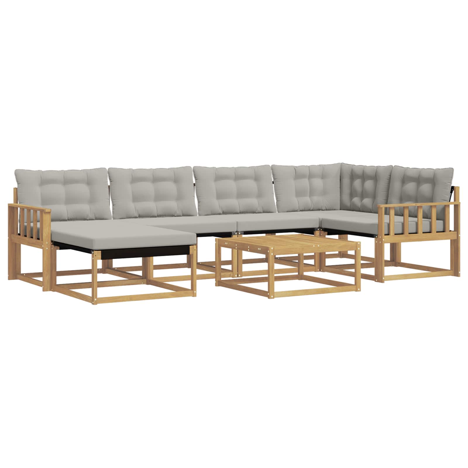 Buiten bankenset 7 pcs Wit en Lichtgrijs 79 x 79 x 37 cm – afbeelding 2