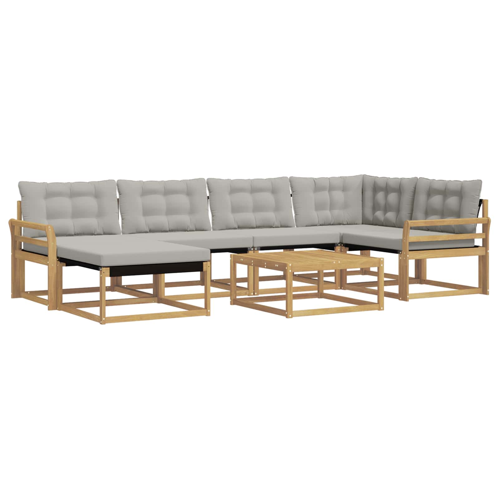 Buiten bankenset 7 pcs Wit en Lichtgrijs 79 x 79 x 37 cm – afbeelding 2