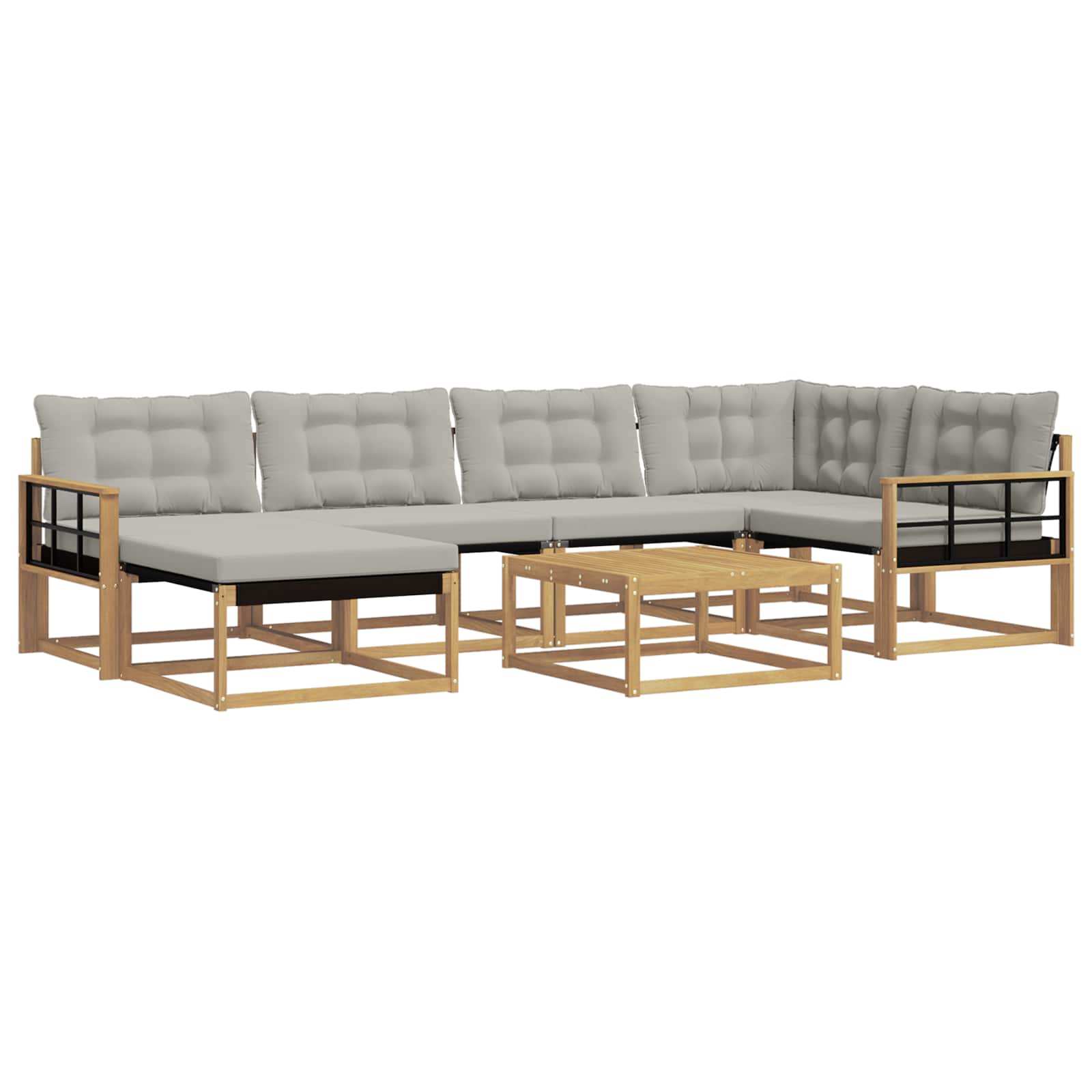 Buiten bankenset 7 pcs Wit en Lichtgrijs 79 x 79 x 37 cm – afbeelding 2