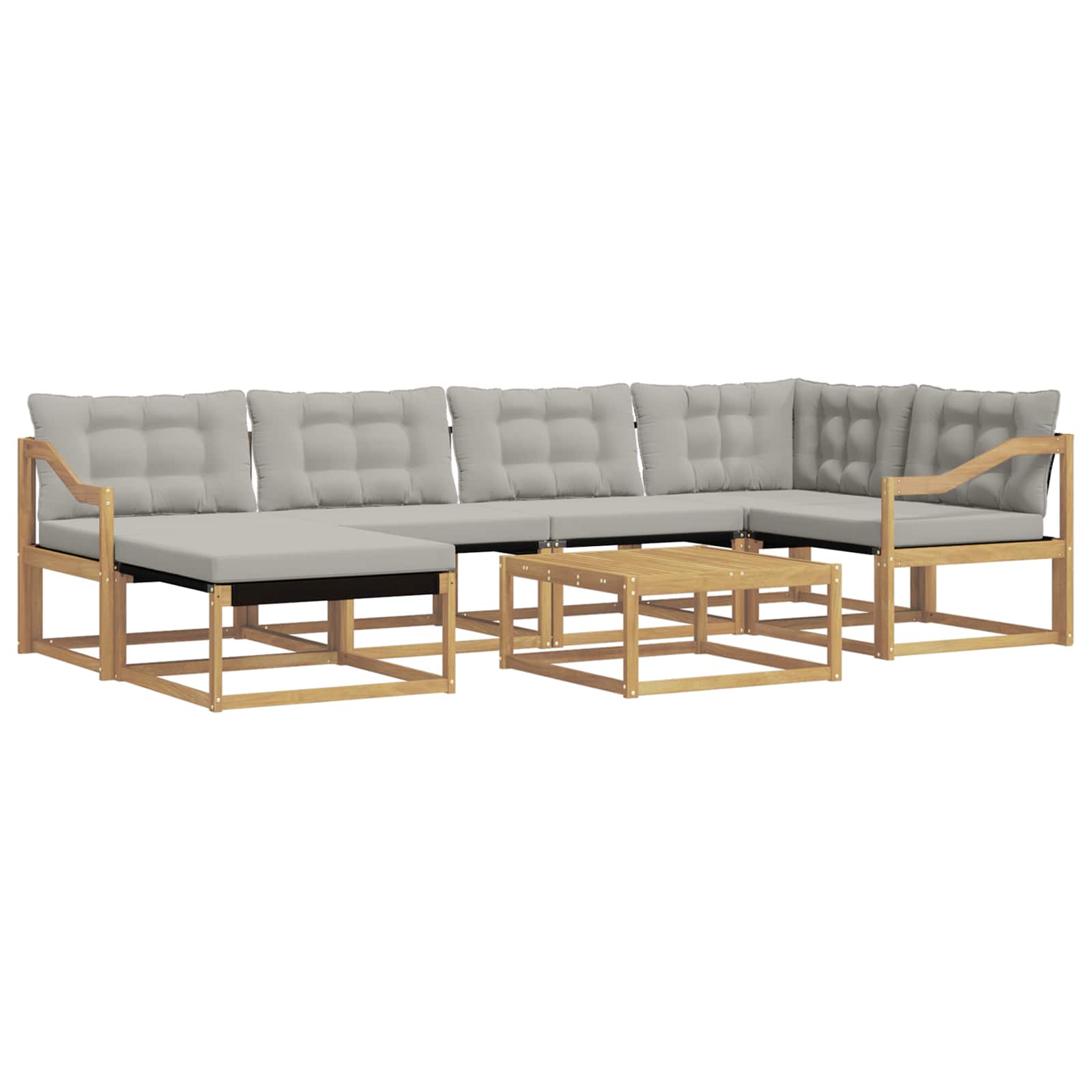 Buiten bankenset 7 pcs Wit en Lichtgrijs 79 x 79 x 37 cm – afbeelding 2