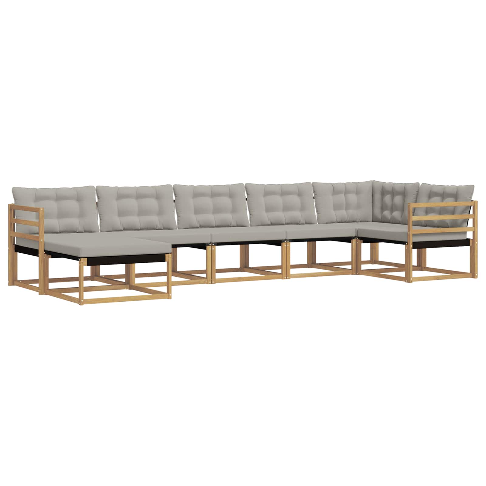 Buiten bankenset 7 pcs Wit en Lichtgrijs 404 x 166,5 x 73 cm – afbeelding 2