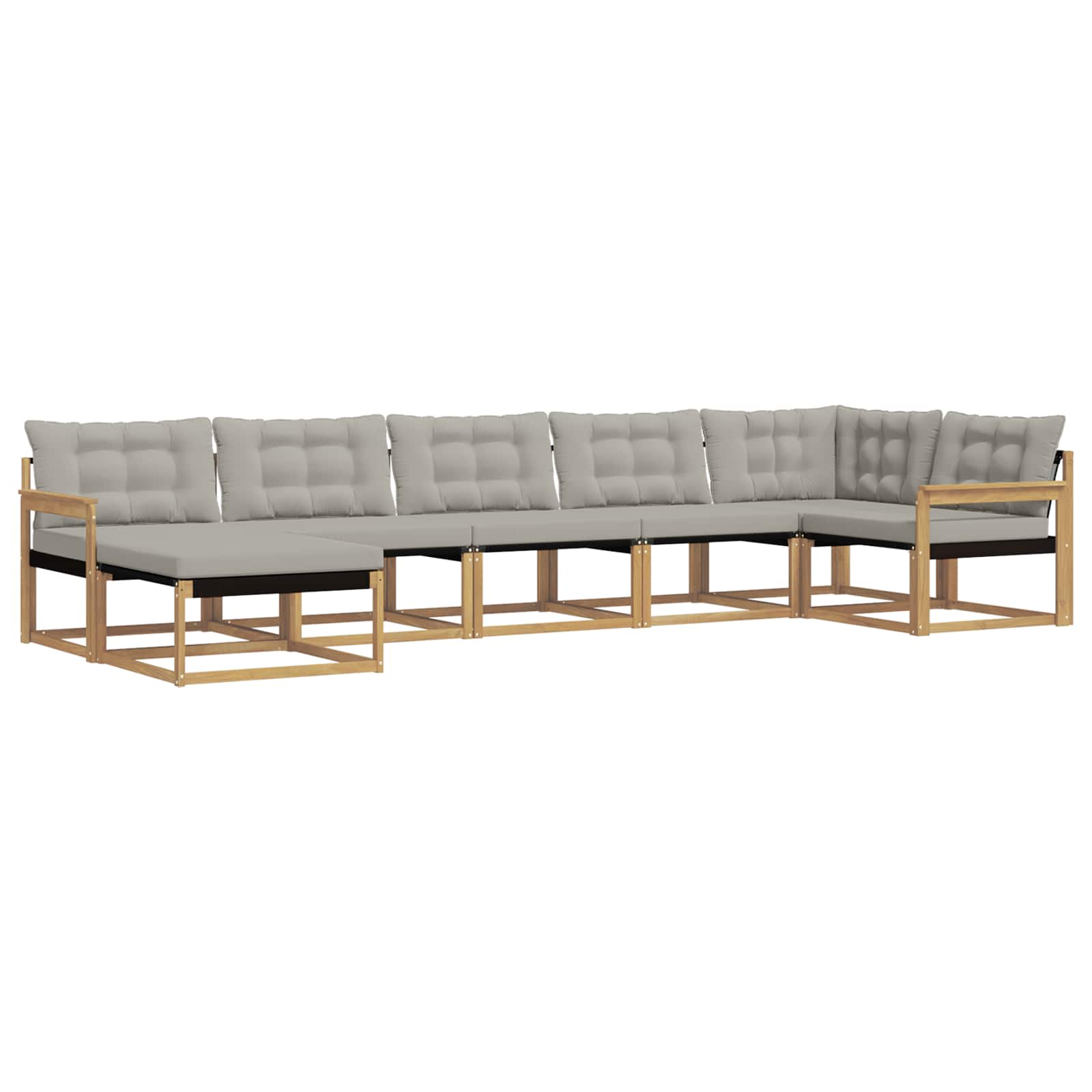 Buiten bankenset 7 pcs Wit en Lichtgrijs 406 x 168,5 x 73 cm – afbeelding 2