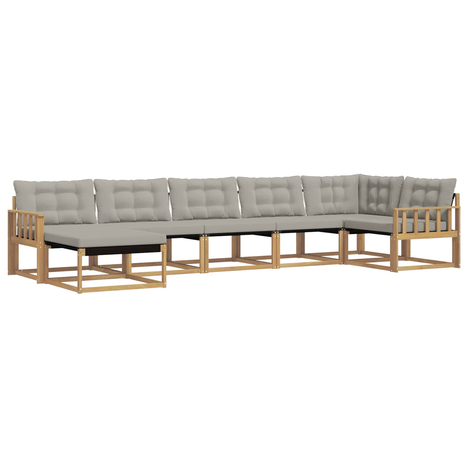 Buiten bankenset 7 pcs Wit en Lichtgrijs 406 x 168,5 x 73 cm – afbeelding 2