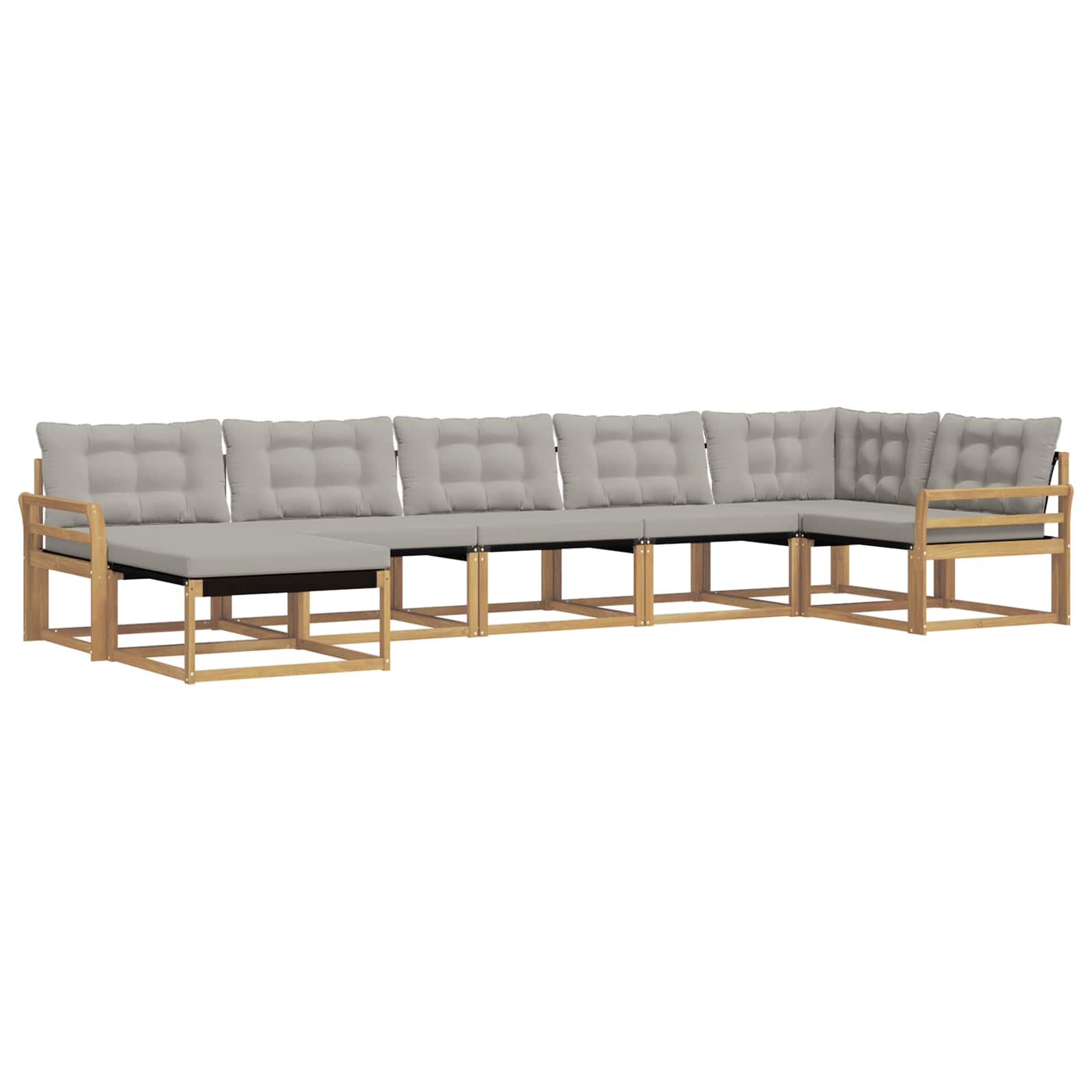 Buiten bankenset 7 pcs Wit en Lichtgrijs 408 x 170,5 x 73 cm – afbeelding 2