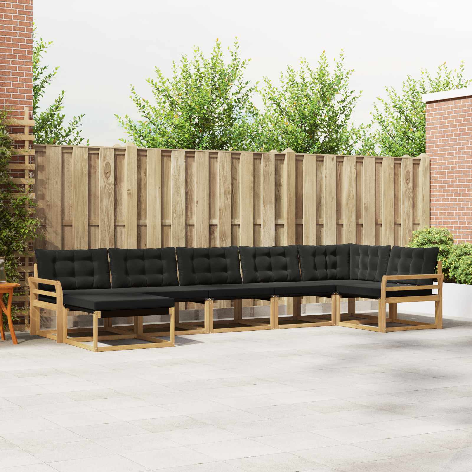 Buiten bankenset met kussen 7 pcs Wit en zwart – afbeelding 1