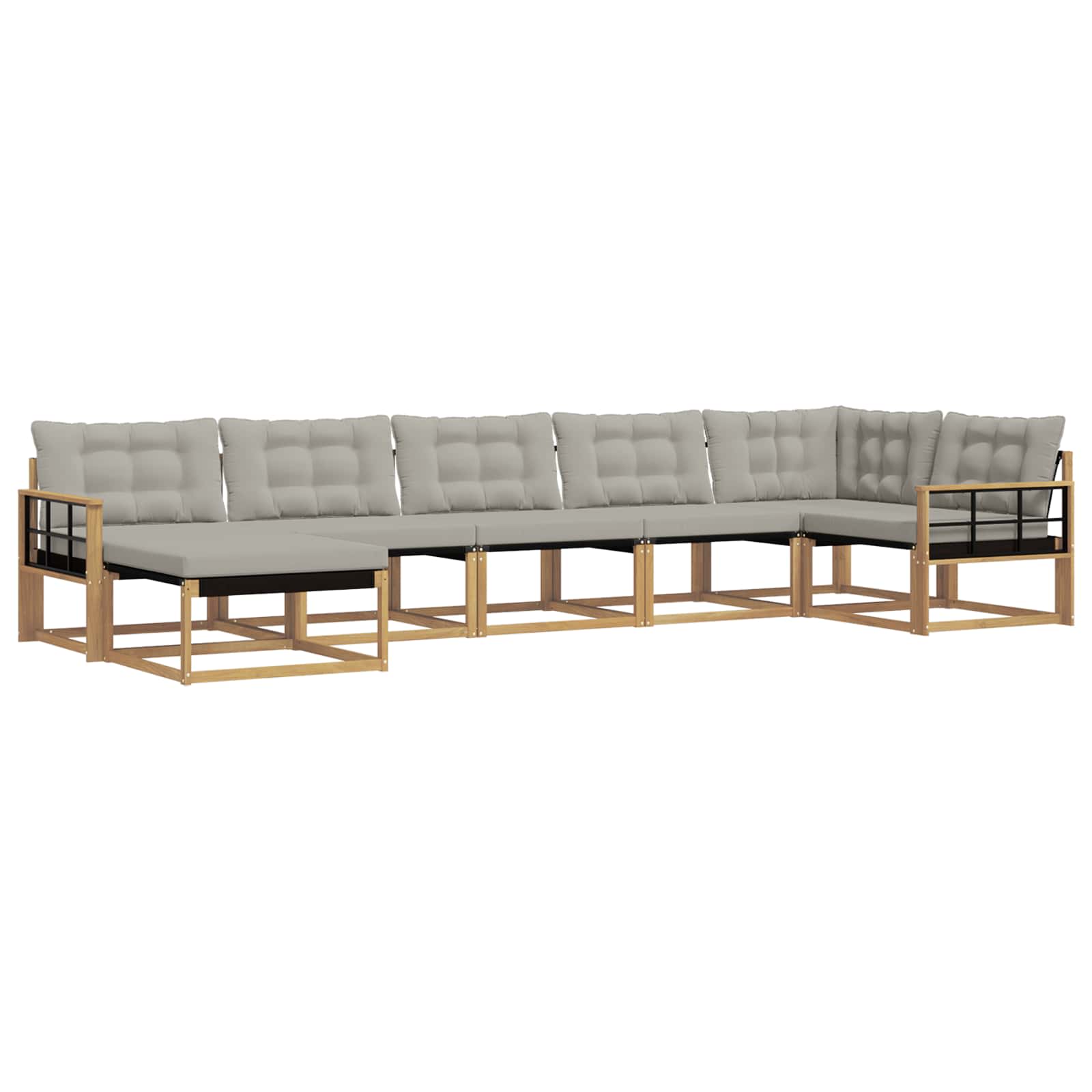 Buiten bankenset 7 pcs Wit en Lichtgrijs 406 x 168,5 x 73 cm – afbeelding 2
