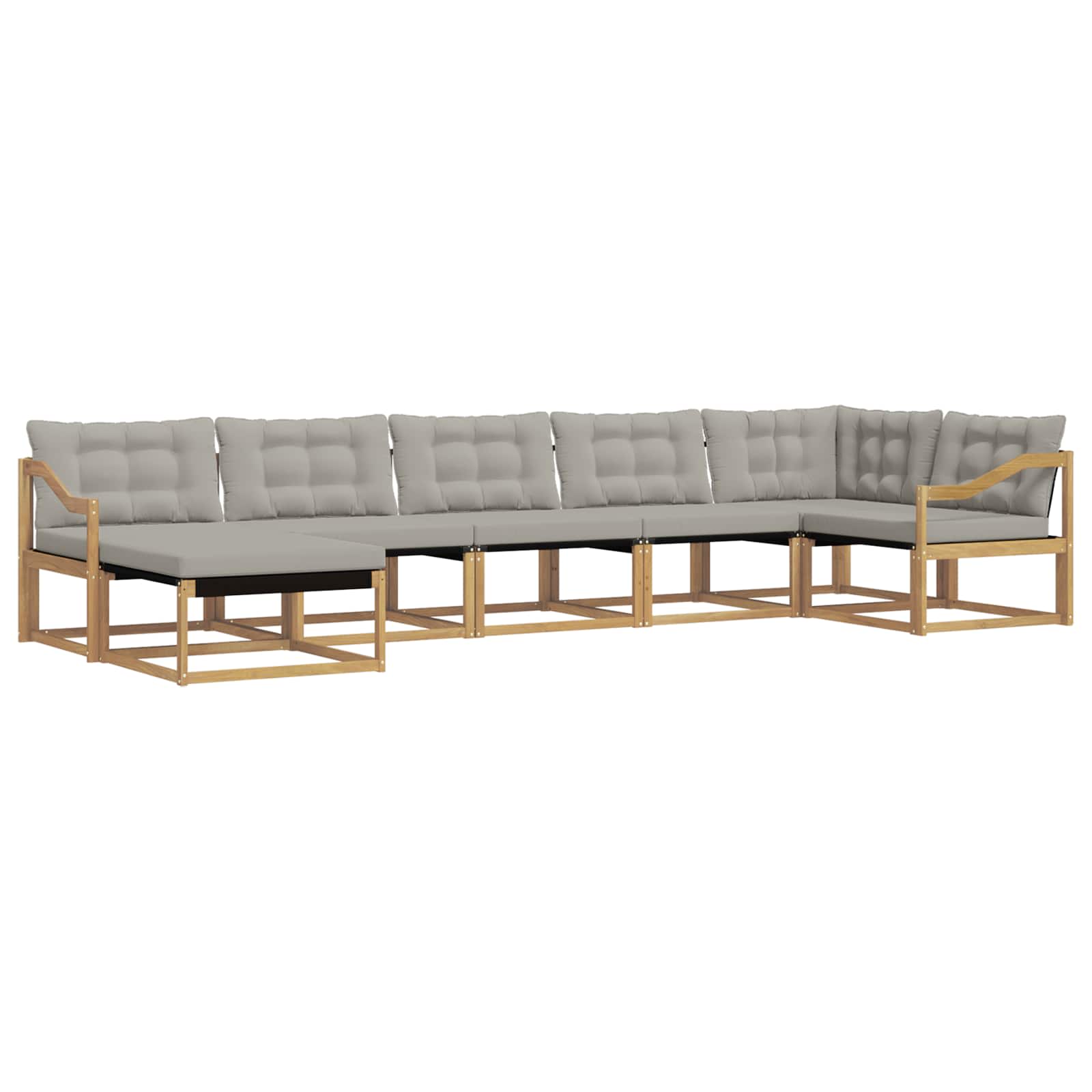 Buiten bankenset 7 pcs Wit en Lichtgrijs 404 x 166,5 x 73 cm – afbeelding 2