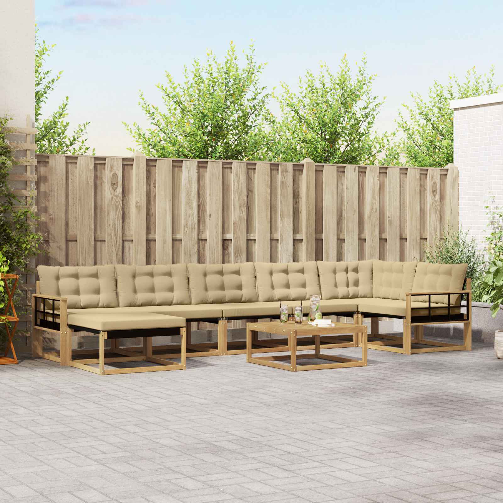 Buiten bankenset 8 pcs Wit en Beige 79 x 79 x 37 cm
