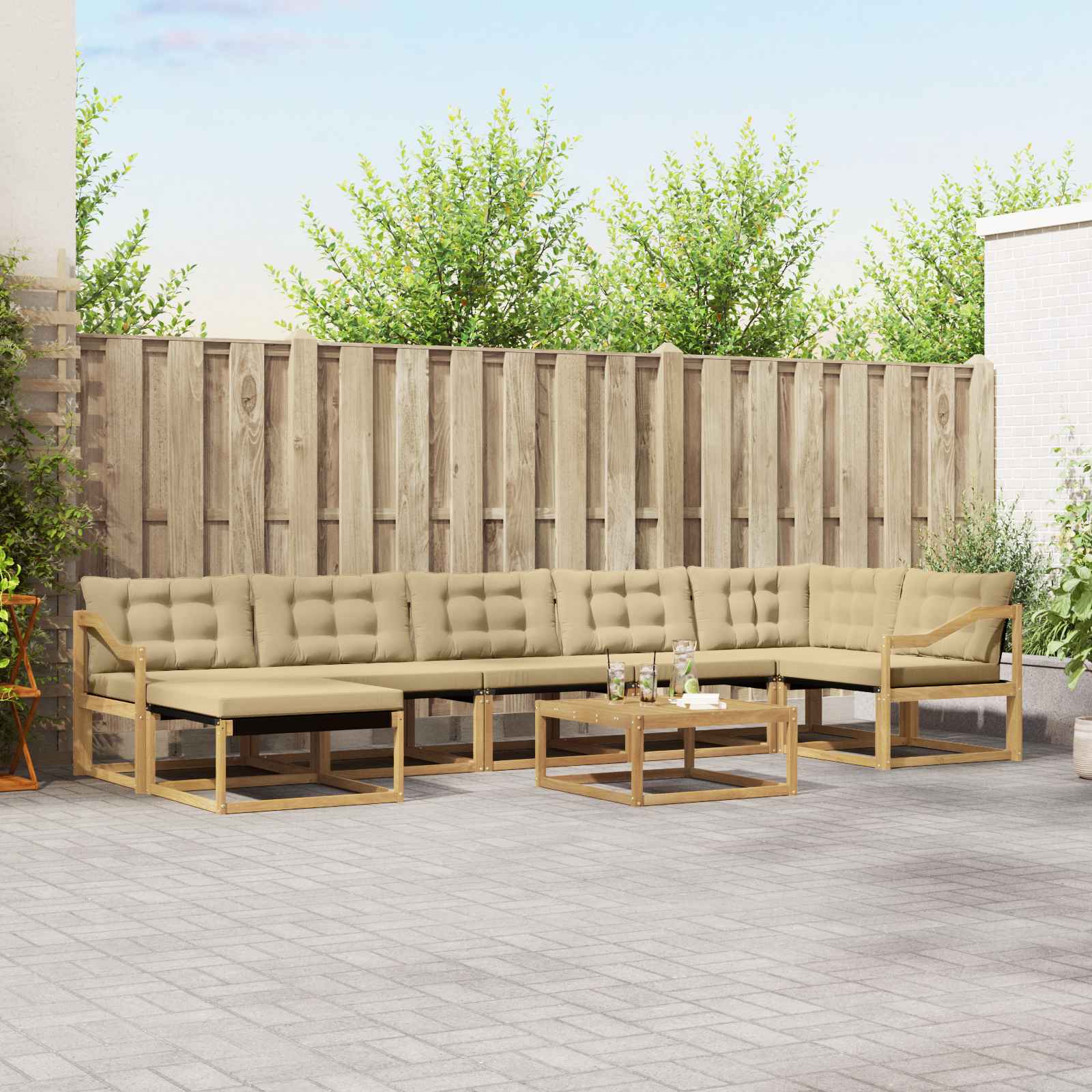 Buiten bankenset 8 pcs Wit en Beige 79 x 79 x 37 cm – afbeelding 1