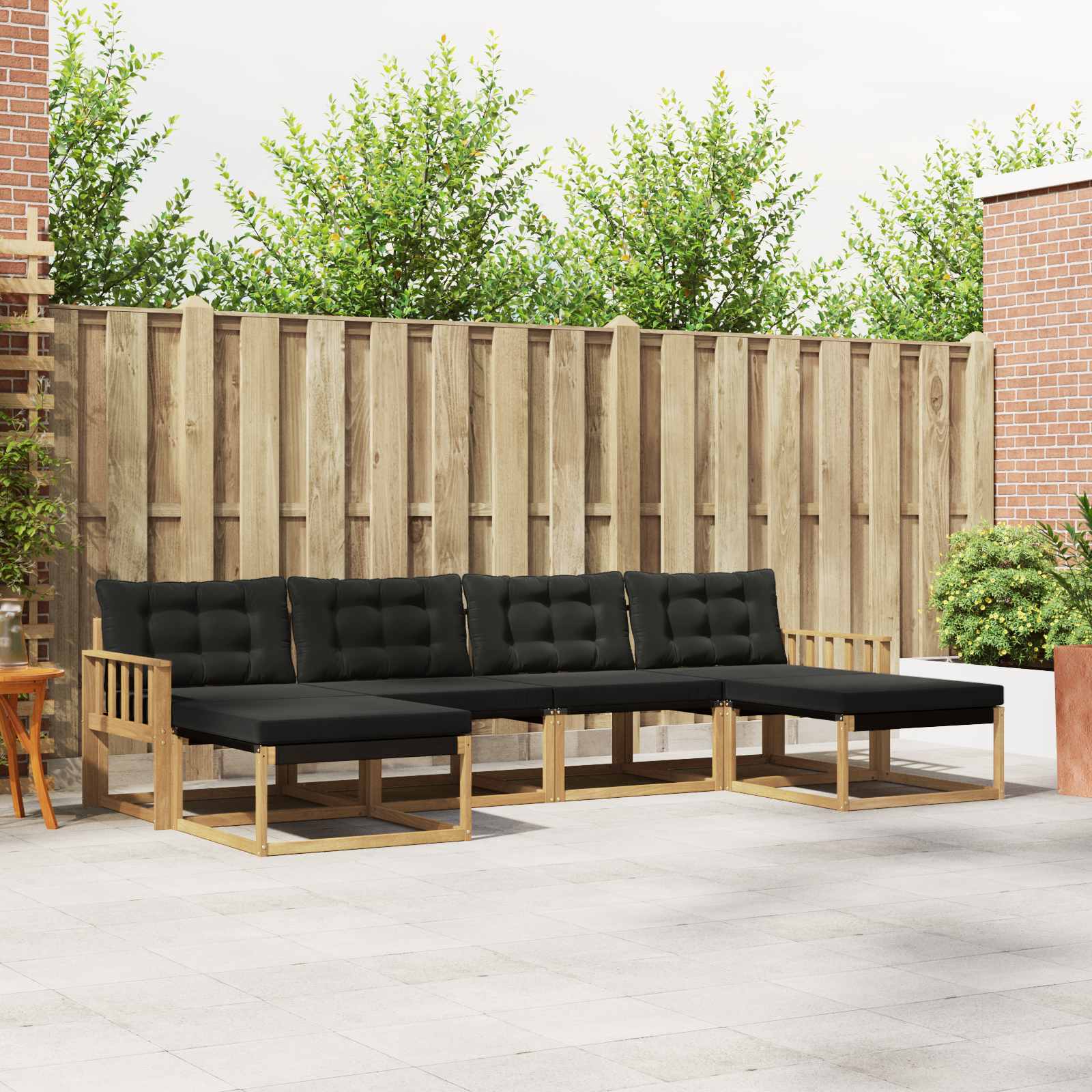 Buiten bankenset met kussen 6 pcs Wit en zwart