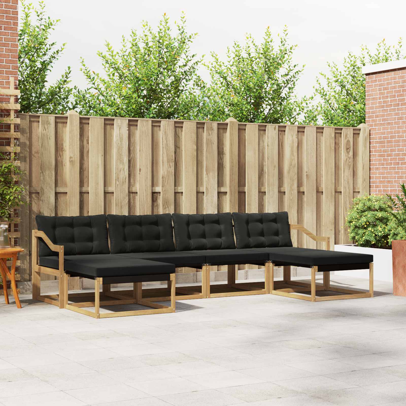 Buiten bankenset met kussen 6 pcs Wit en zwart – afbeelding 1