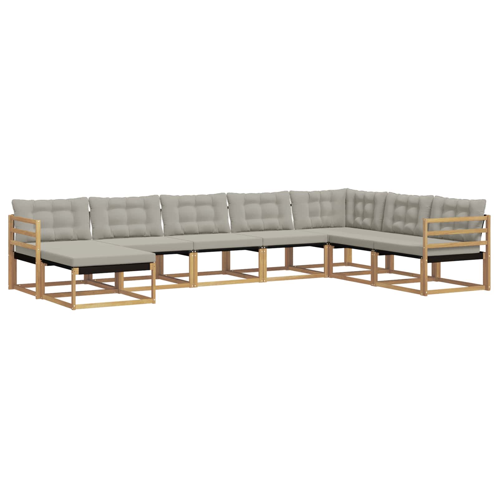 Buiten bankenset 8 pcs Wit en Lichtgrijs 404 x 245,5 x 73 cm – afbeelding 2