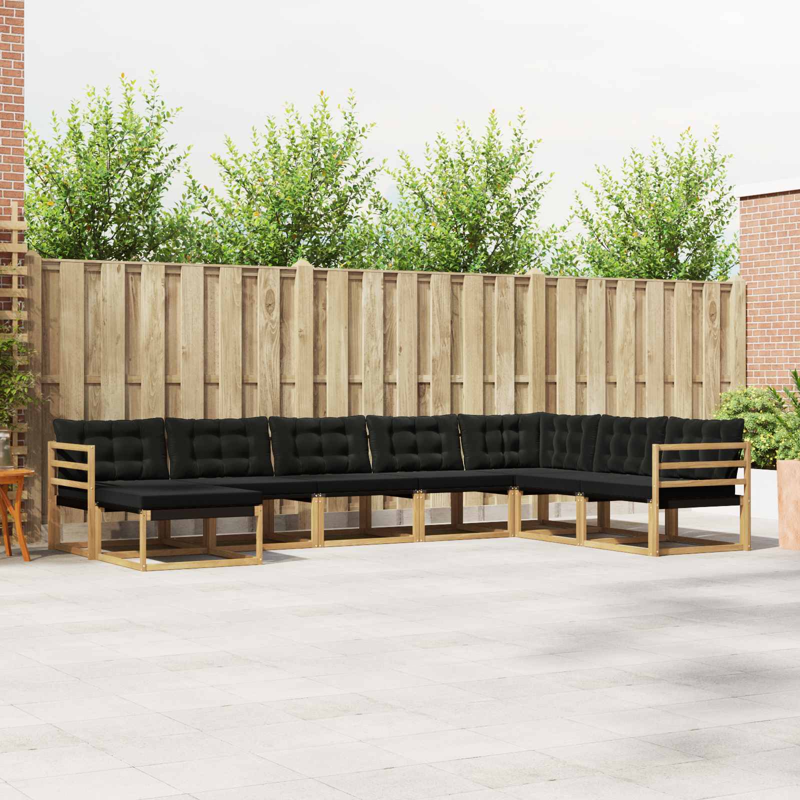 Buiten bankenset met kussen 8 pcs Wit en zwart – afbeelding 1
