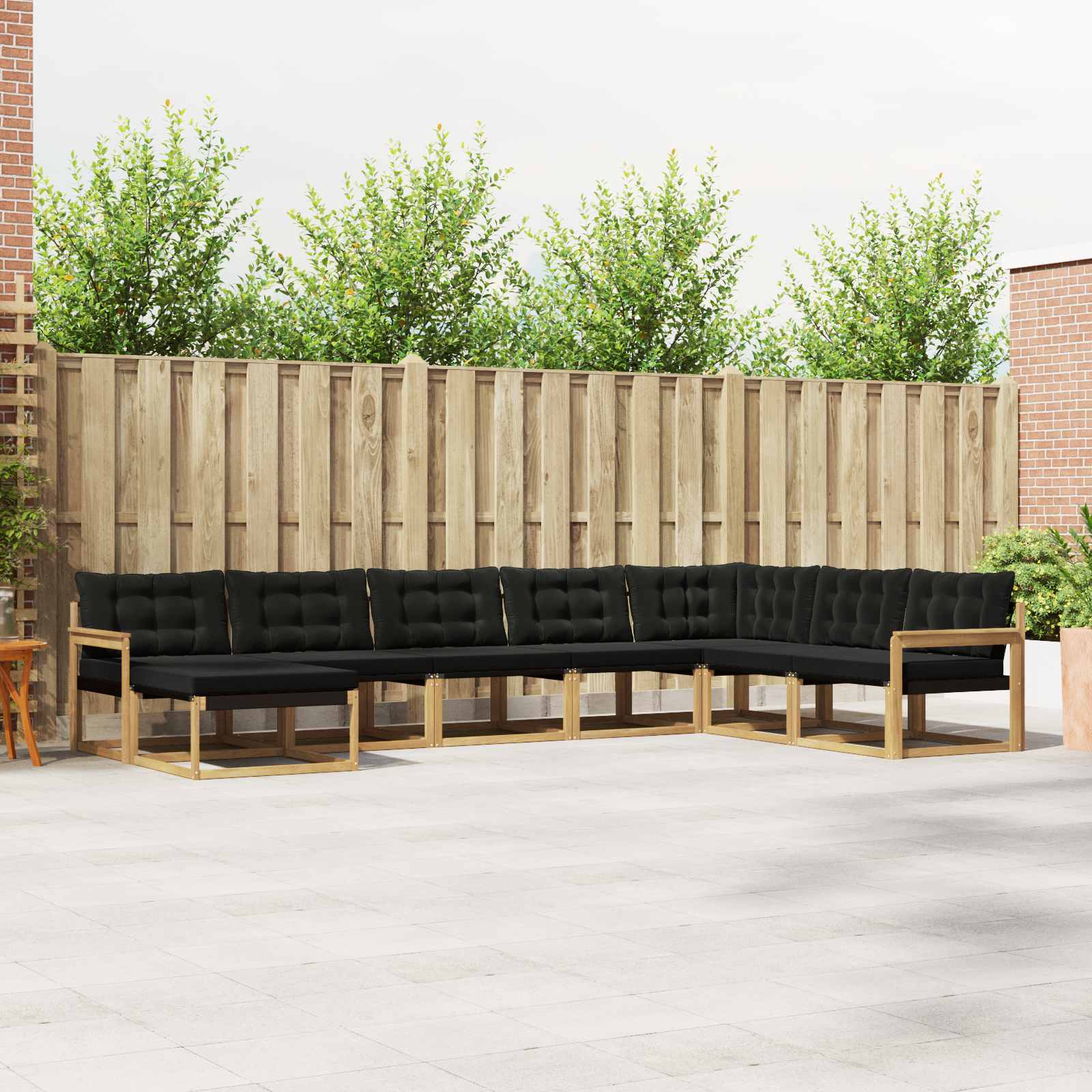Buiten bankenset met kussen 8 pcs Wit en zwart – afbeelding 1