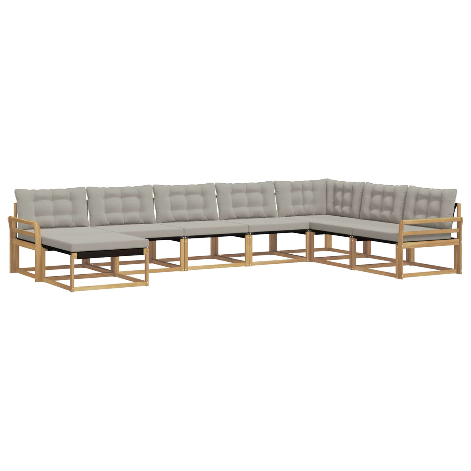 Buiten bankenset 8 pcs Wit en Lichtgrijs 408 x 250 x 73 cm – afbeelding 2