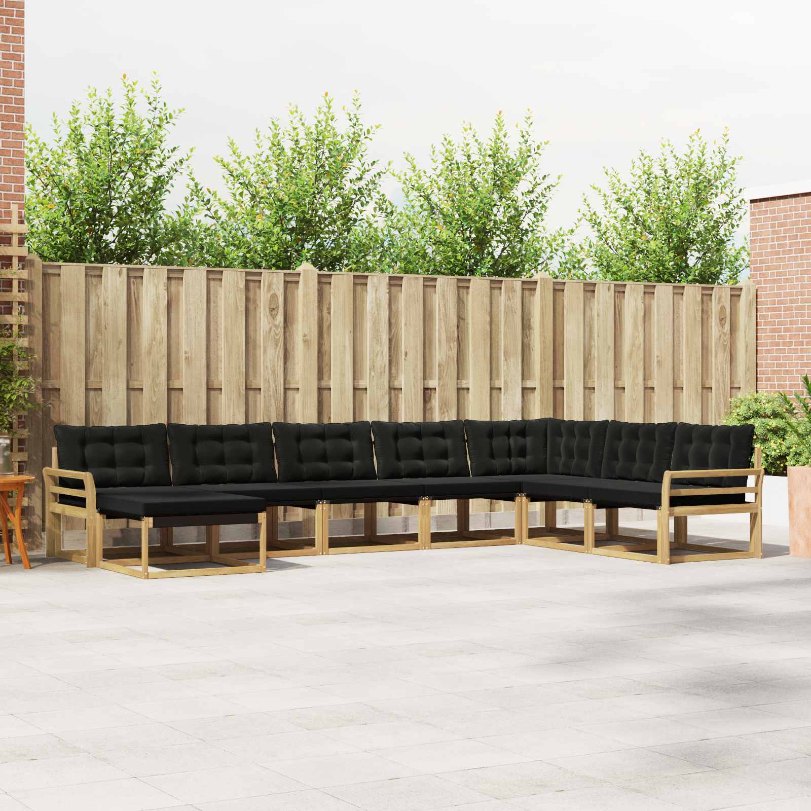 Buiten bankenset met kussen 8 pcs Wit en zwart