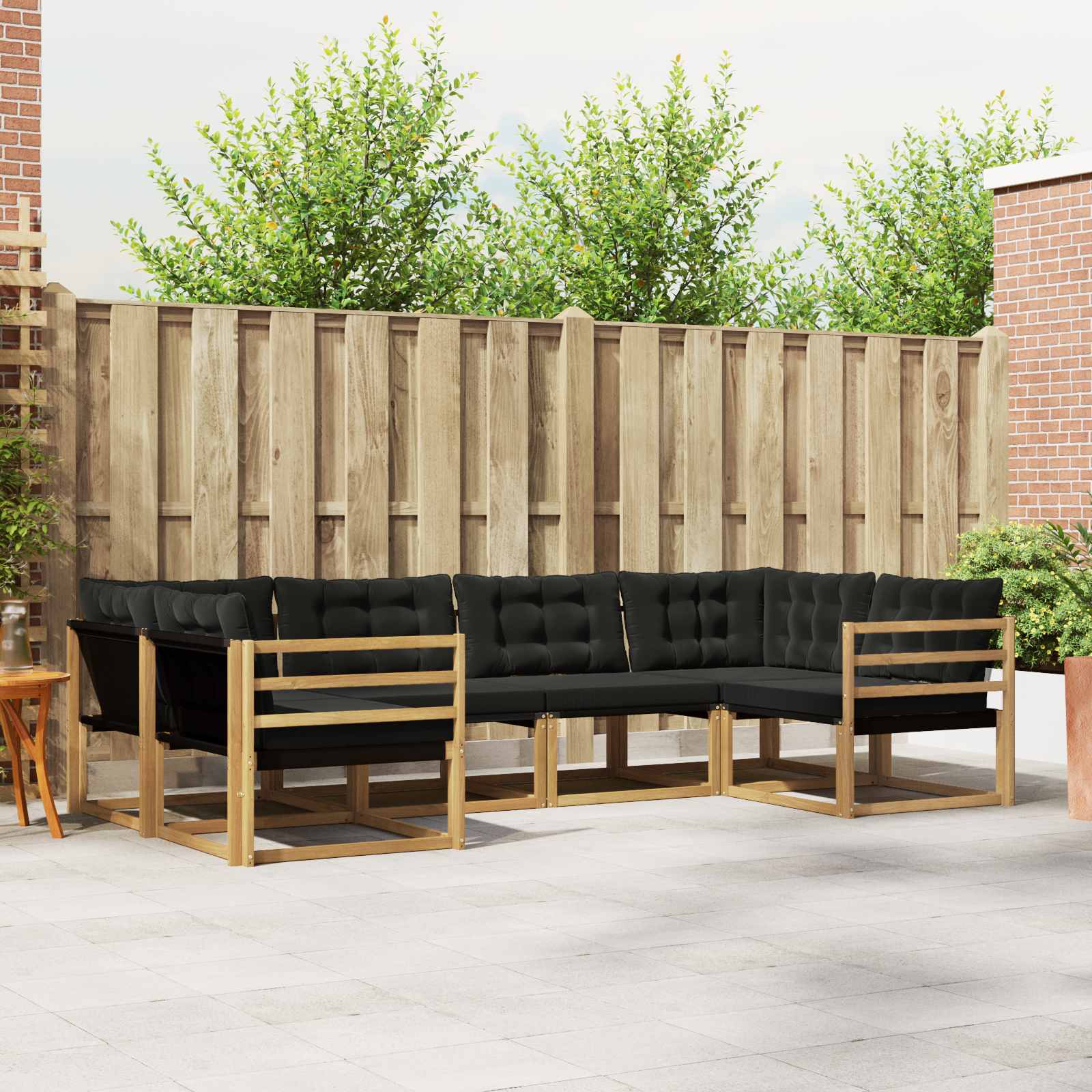 Buiten bankenset met kussen 6 pcs Wit en zwart – afbeelding 1