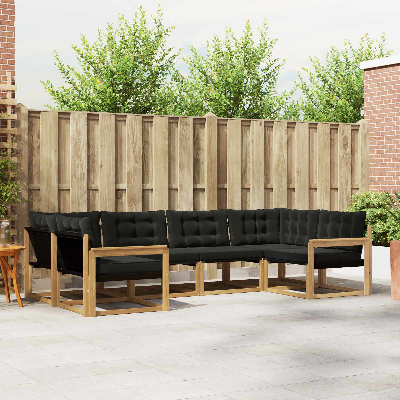 Buiten bankenset met kussen 6 pcs Wit en zwart – afbeelding 1