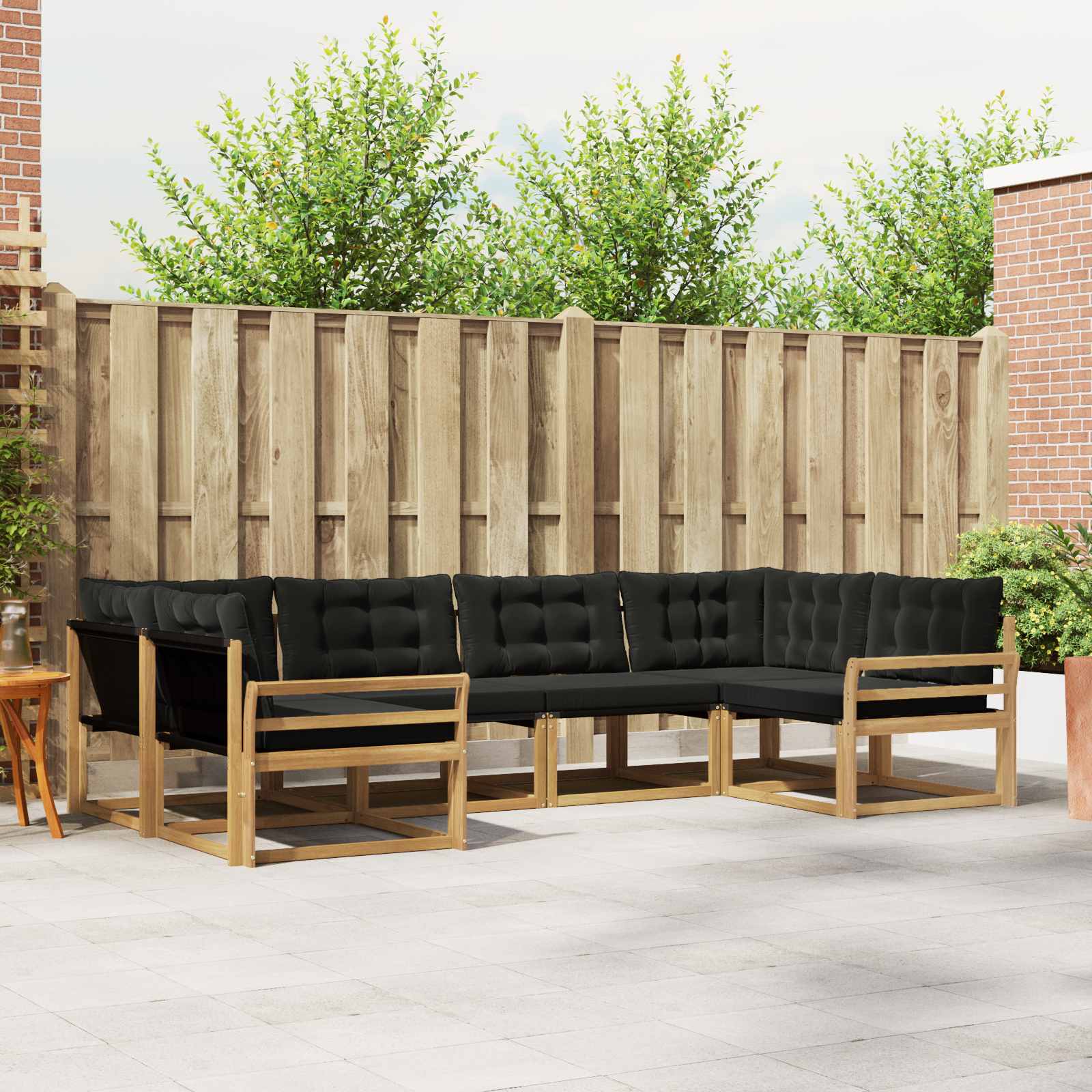 Buiten bankenset met kussen 6 pcs Wit en zwart – afbeelding 1