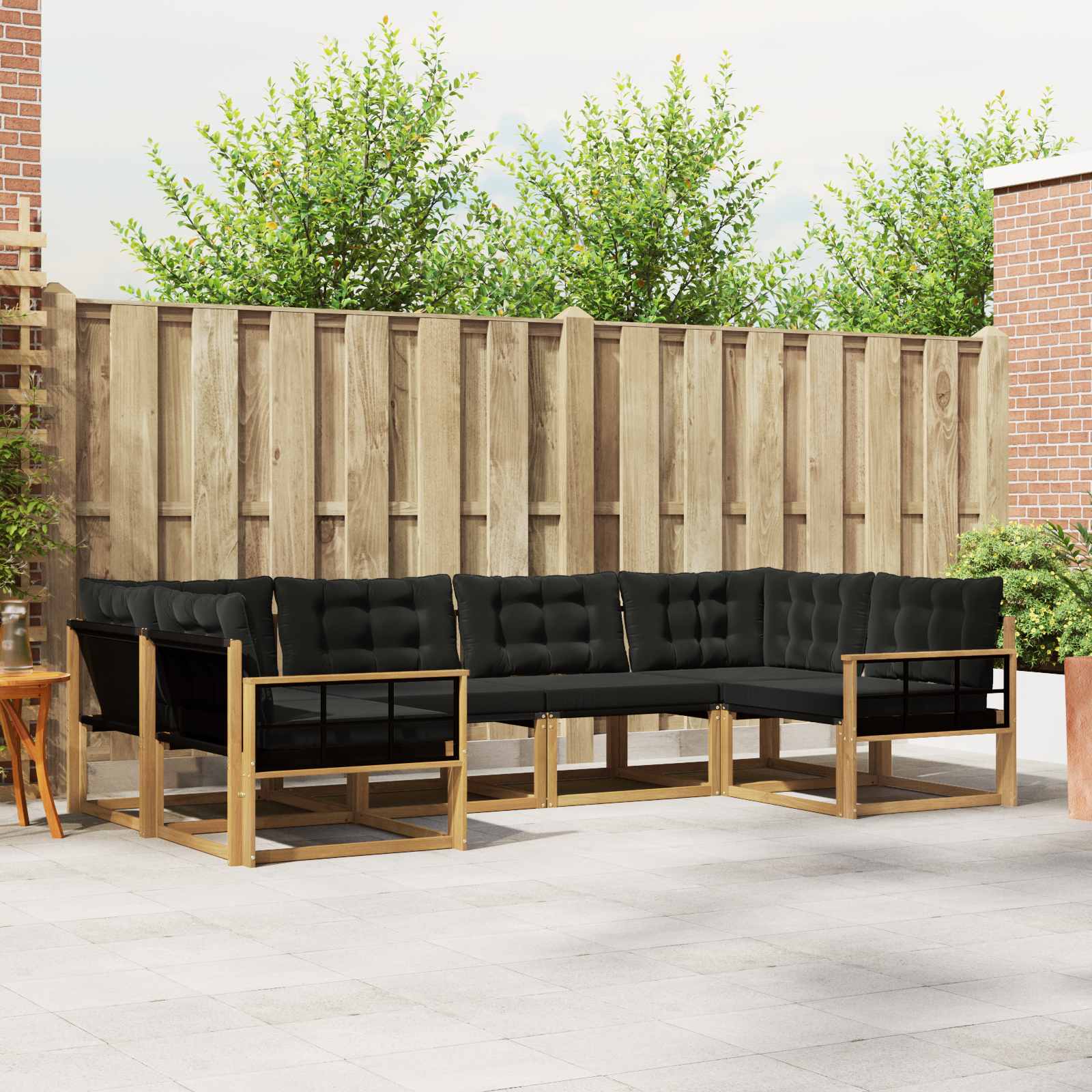 Buiten bankenset met kussen 6 pcs Wit en zwart – afbeelding 1