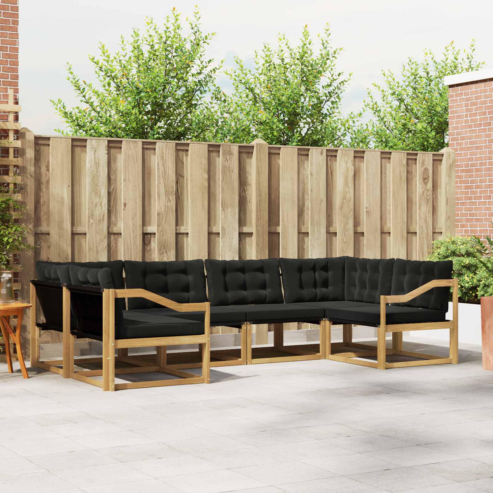 Buiten bankenset met kussen 6 pcs Wit en zwart – afbeelding 1