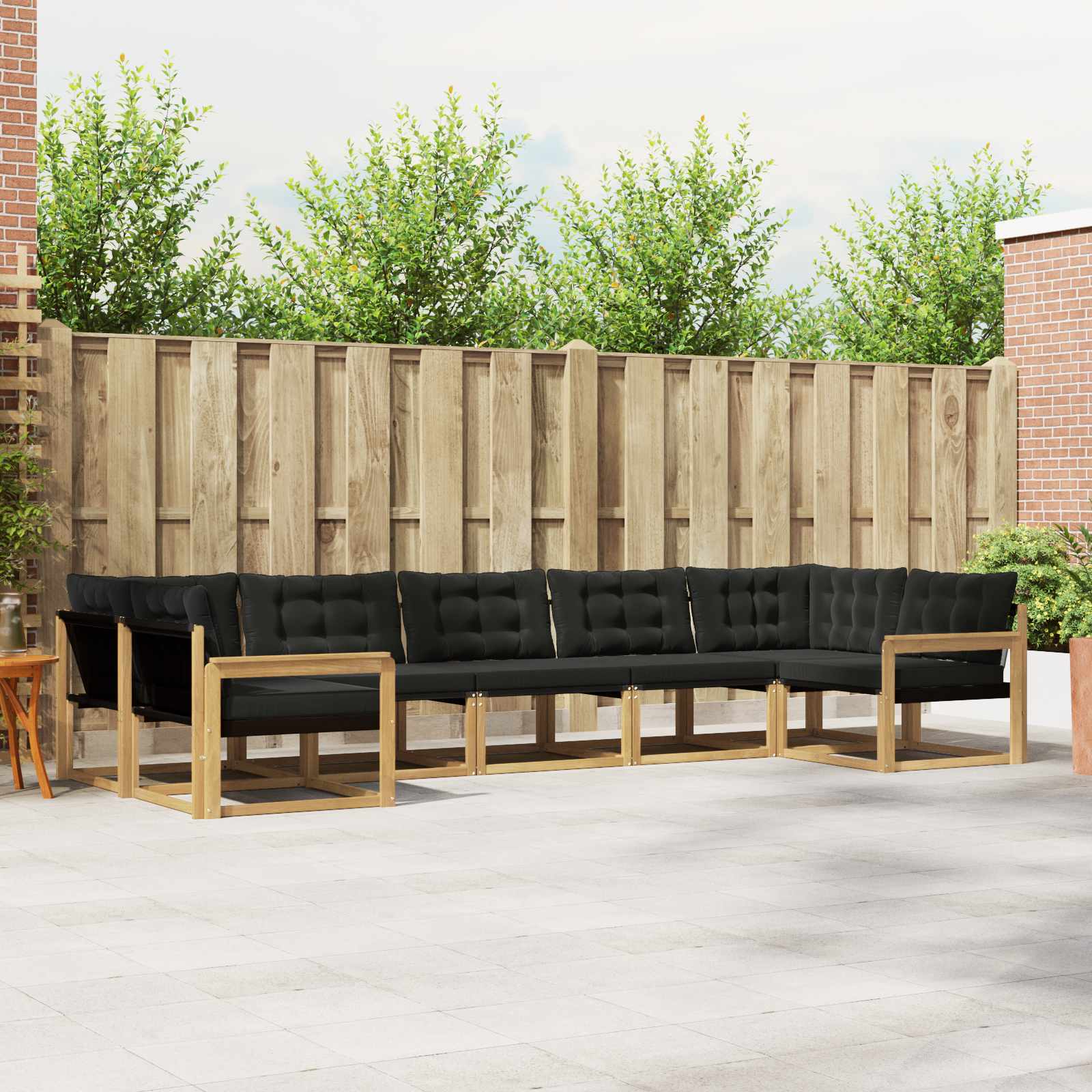 Buiten bankenset met kussen 7 pcs Wit en zwart – afbeelding 1