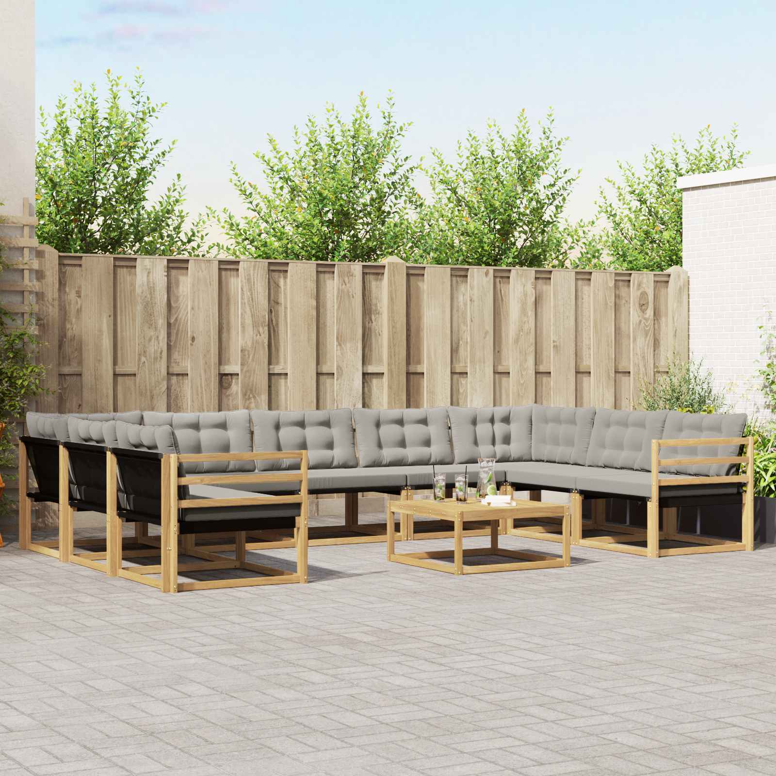 Buiten bankenset 10 pcs Wit en Lichtgrijs – afbeelding 1