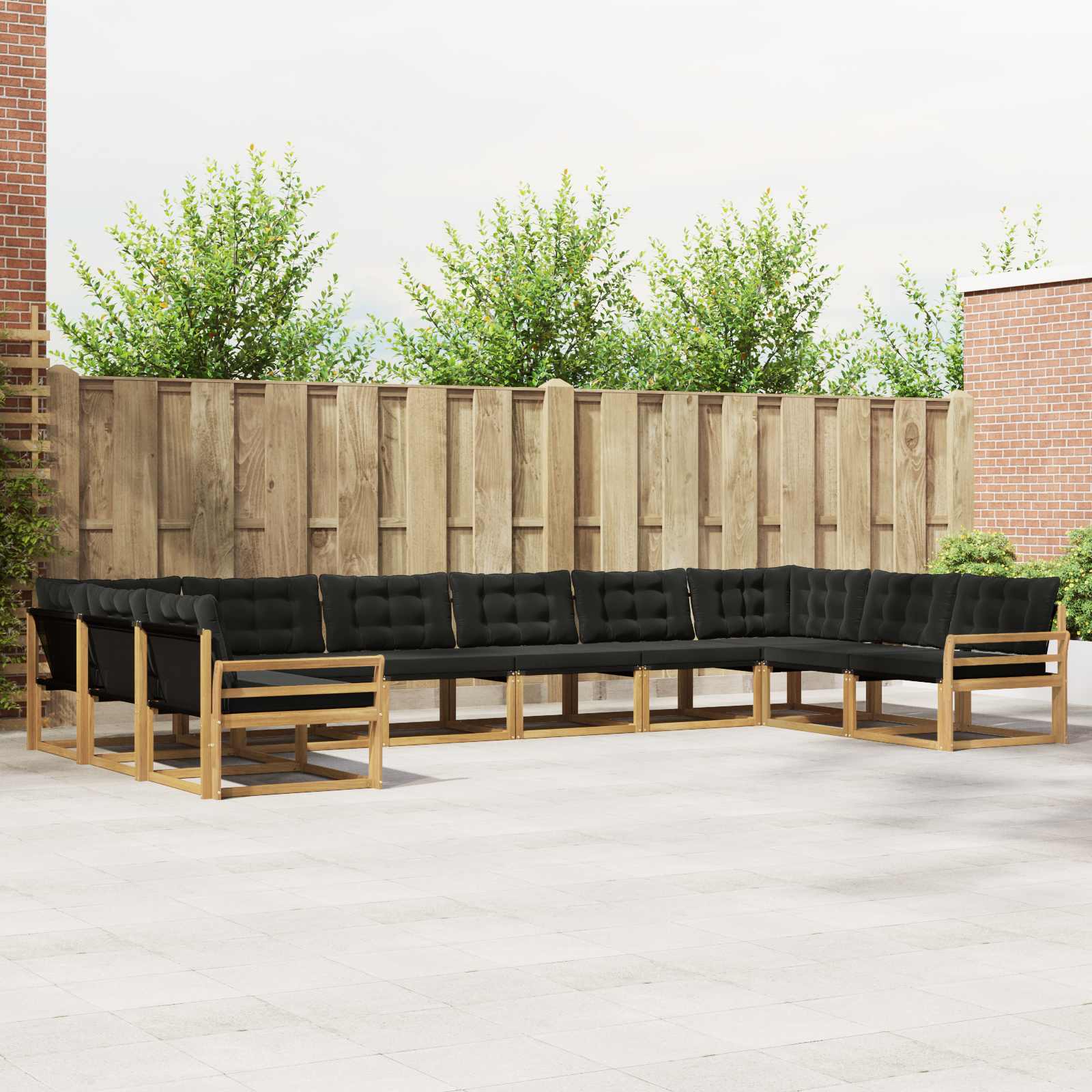 Buiten bankenset met kussen 10 pcs Wit en zwart – afbeelding 1