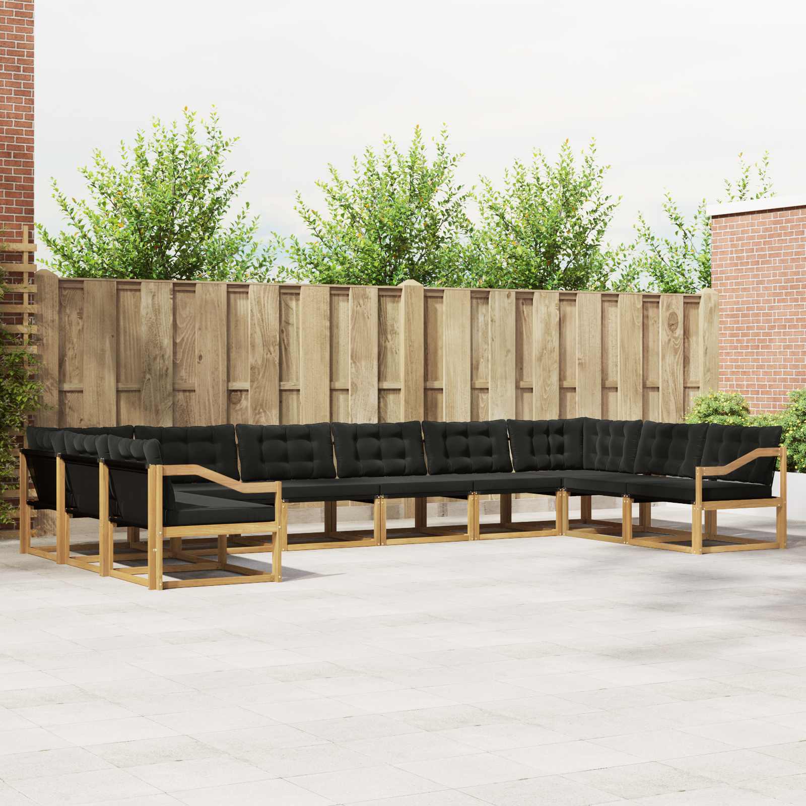 Buiten bankenset met kussen 10 pcs Wit en zwart – afbeelding 1