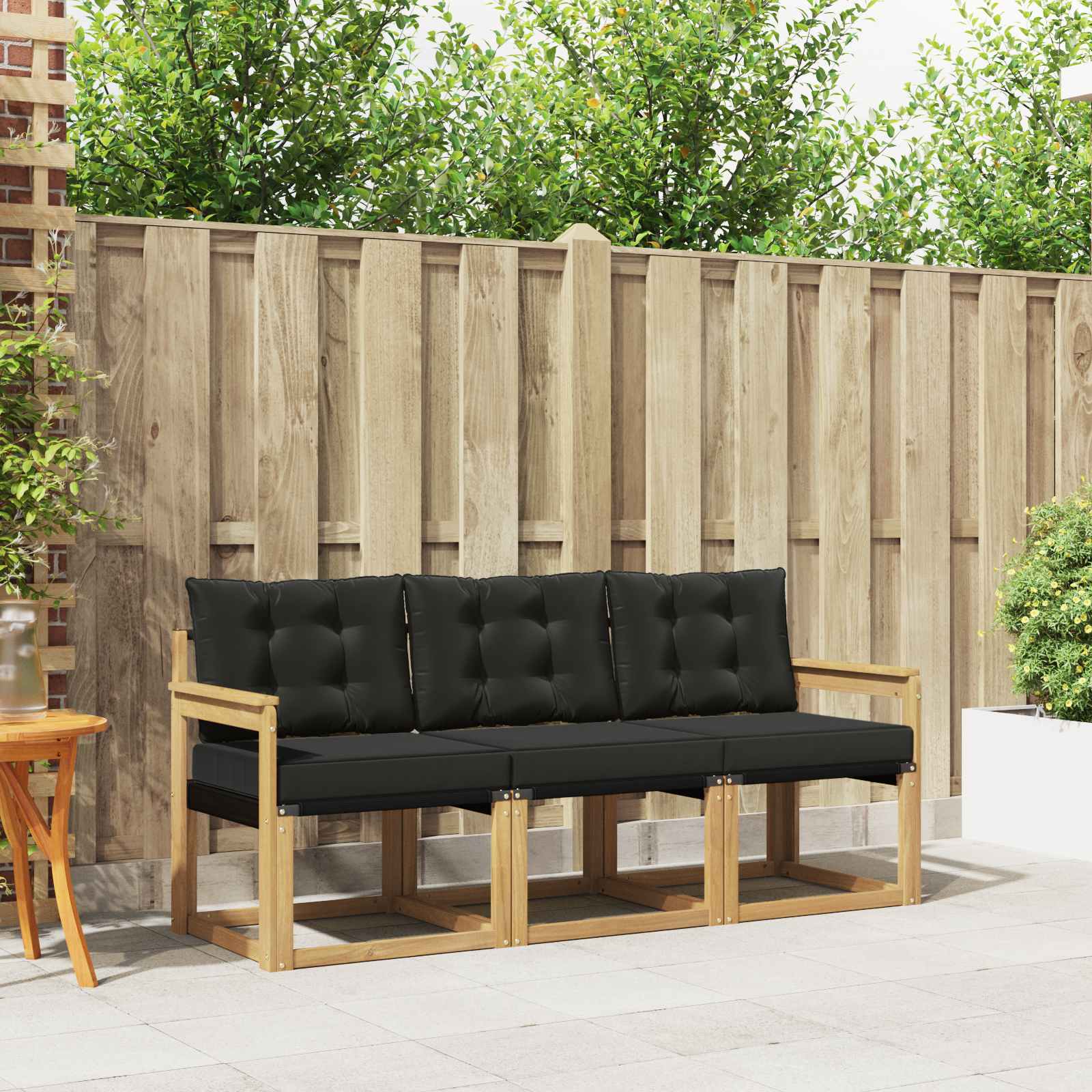 Buiten bankenset met kussen 3 pcs Wit en zwart – afbeelding 1