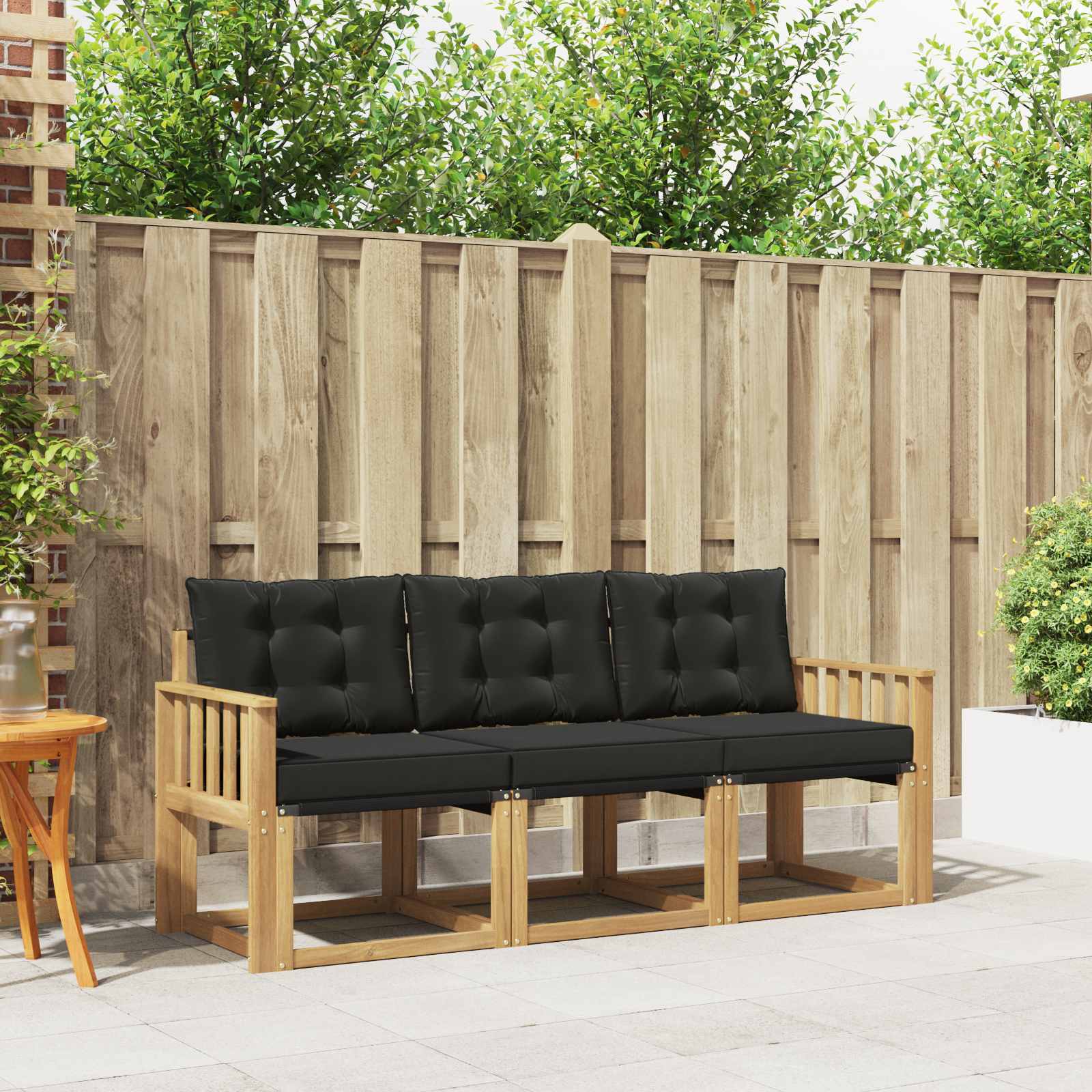 Buiten bankenset met kussen 3 pcs Wit en zwart – afbeelding 1