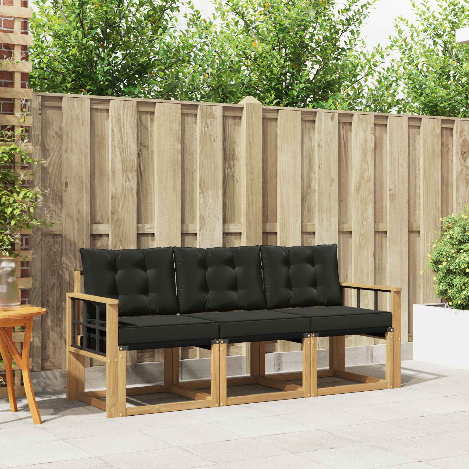 Buiten bankenset 3 pcs Massief Acaciahout en Textilene
