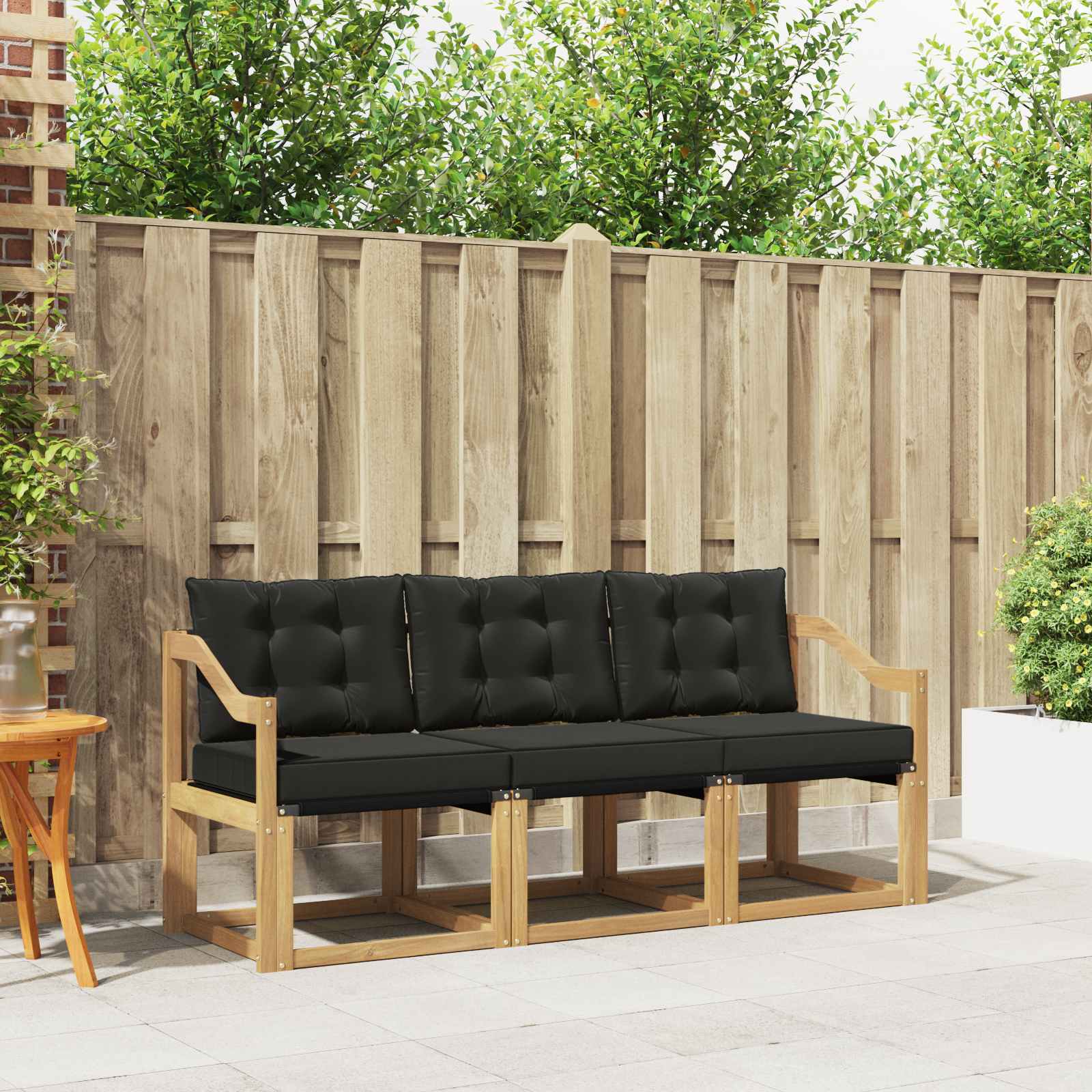 Buiten bankenset met kussen 3 pcs Wit en zwart – afbeelding 1