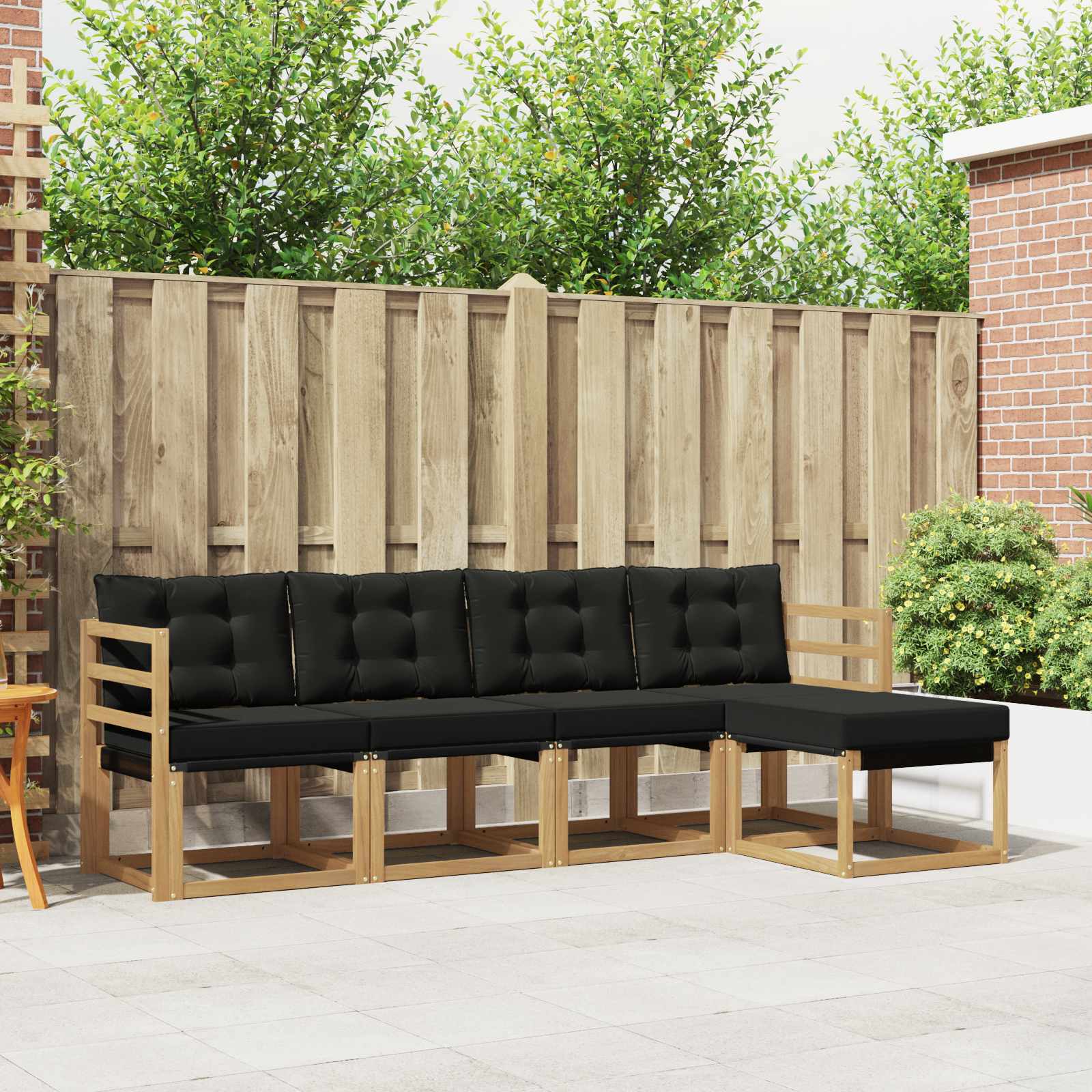 Buiten bankenset met kussen 5 pcs Wit en zwart – afbeelding 1