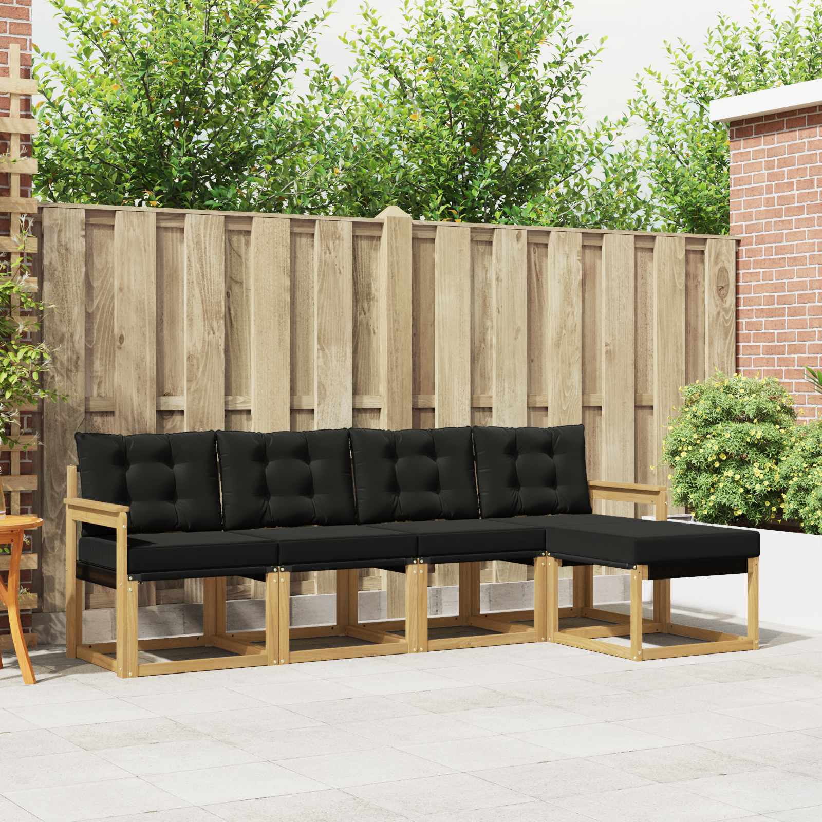 Buiten bankenset met kussen 5 pcs Wit en zwart – afbeelding 1