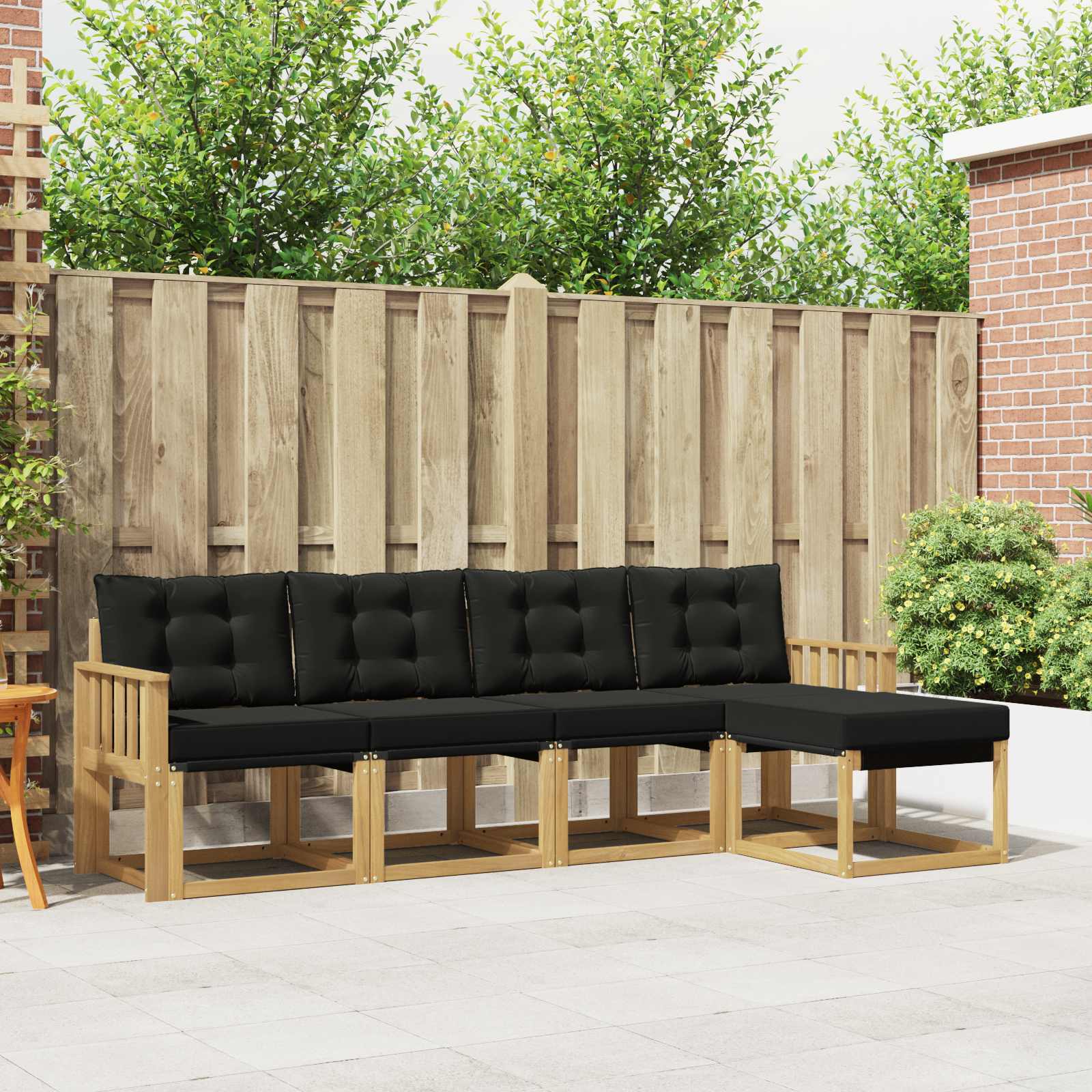 Buiten bankenset met kussen 5 pcs Wit en zwart