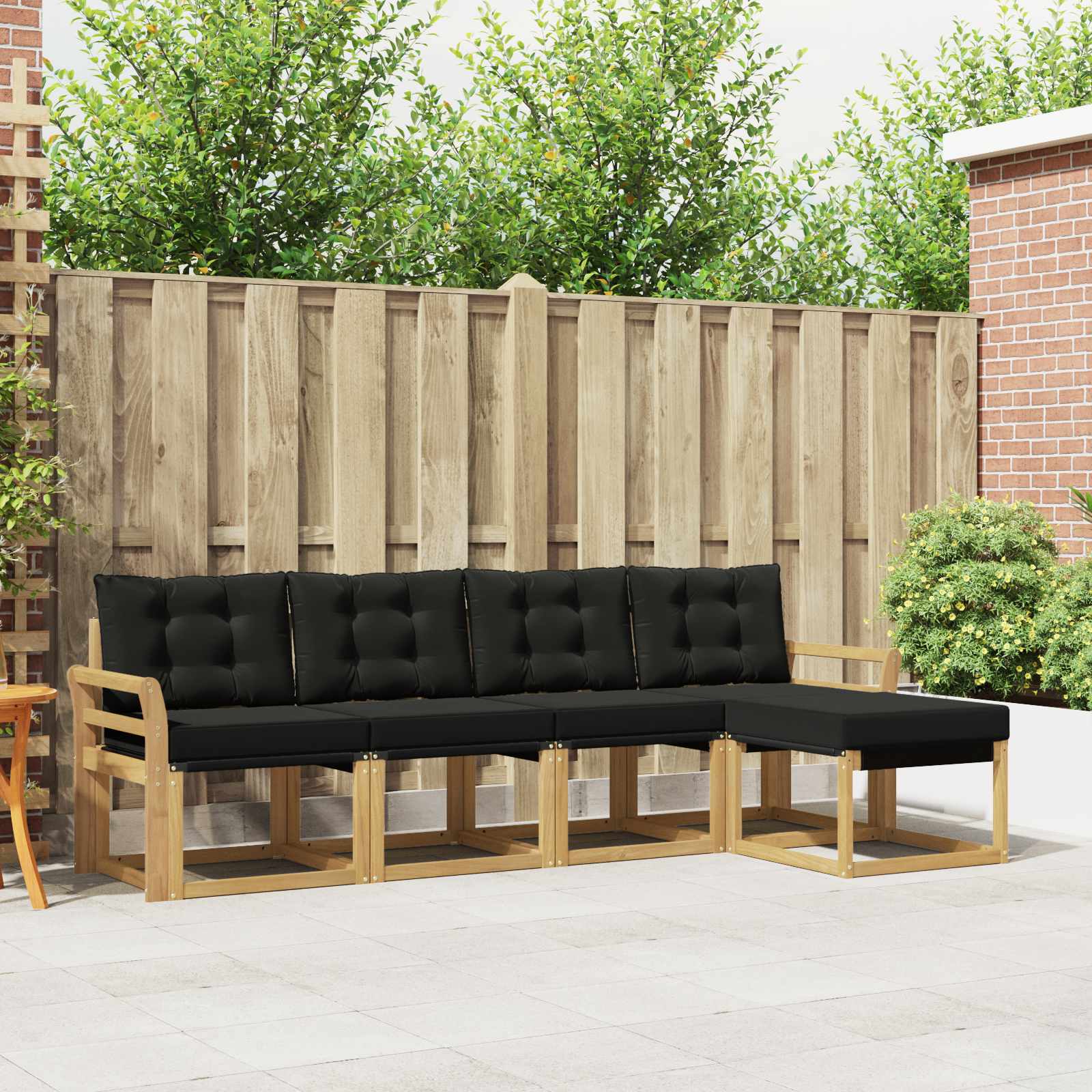 Buiten bankenset met kussen 5 pcs Wit en zwart – afbeelding 1