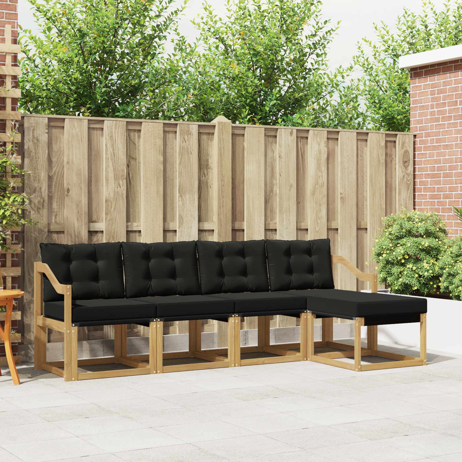 Buiten bankenset met kussen 5 pcs Wit en zwart – afbeelding 1