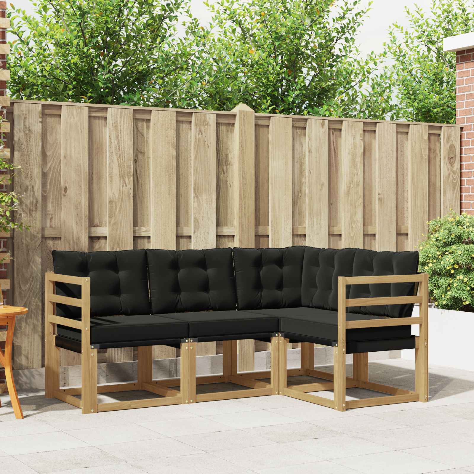 Buiten bankenset met kussen 4 pcs Wit en zwart – afbeelding 1